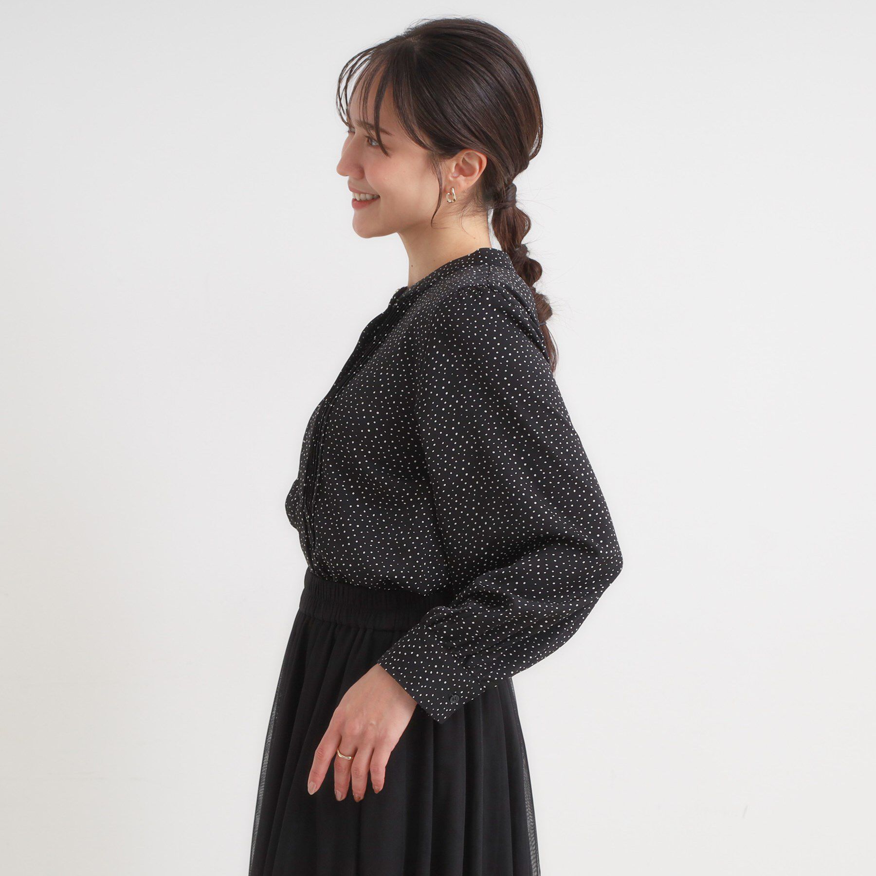 SHOO･LA･RUE「【セットアップ可】ピンタックバンドカラーブラウス」|シャツ・ブラウス|