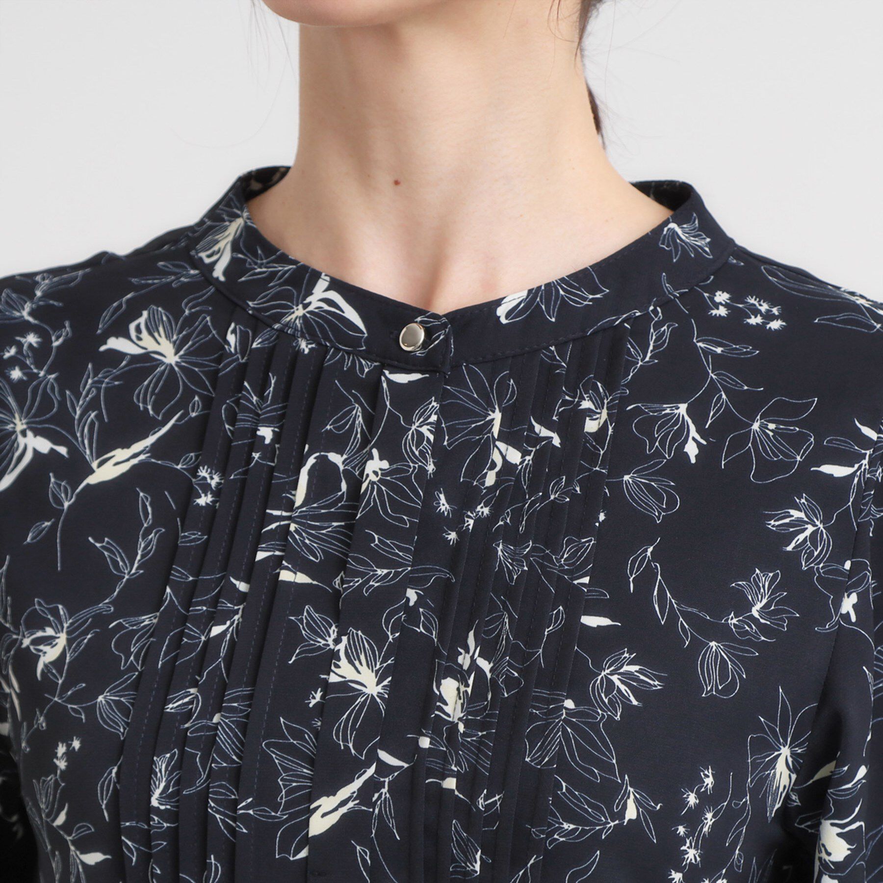 SHOO･LA･RUE「【セットアップ可】ピンタックバンドカラーブラウス」|シャツ・ブラウス|