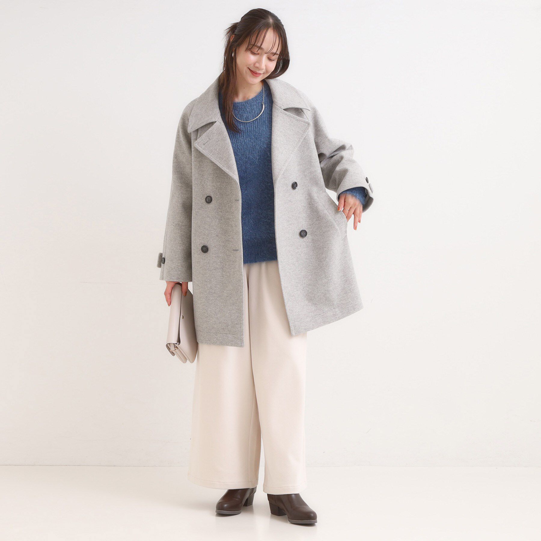 SHOO･LA･RUE「【2WAY】こなれきれい ウール調コクーンコート」|チェスターコート|