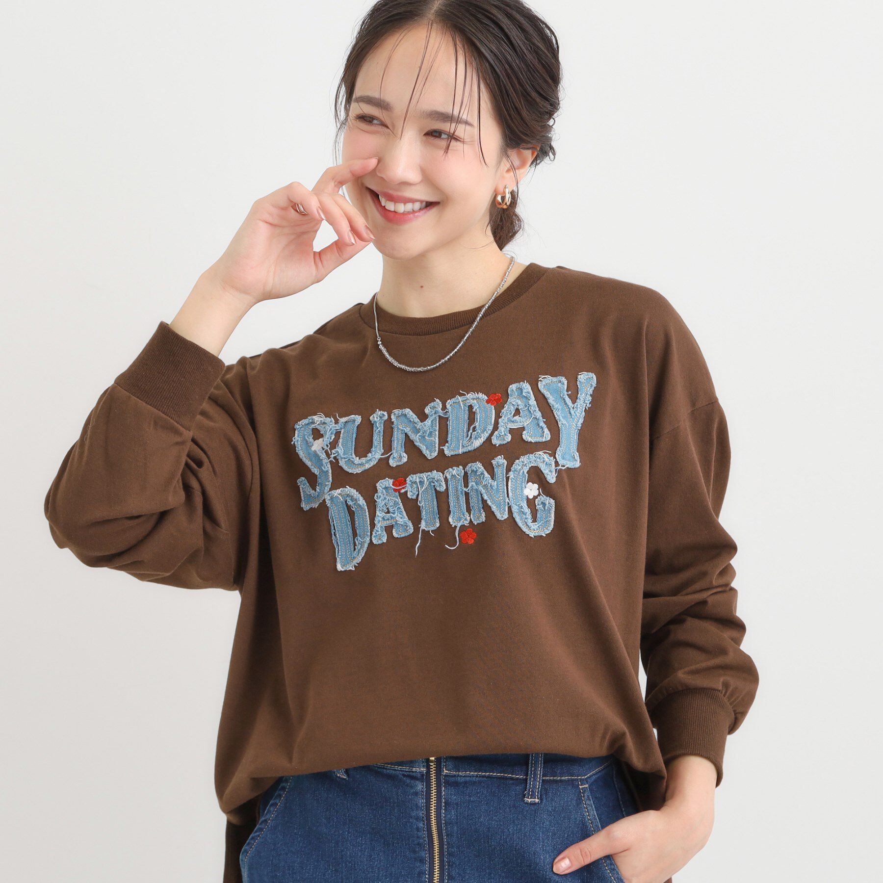 SHOO･LA･RUE「選べる3柄 刺繍アソートロンT」|Tシャツ・カットソー|ブラウン(244)