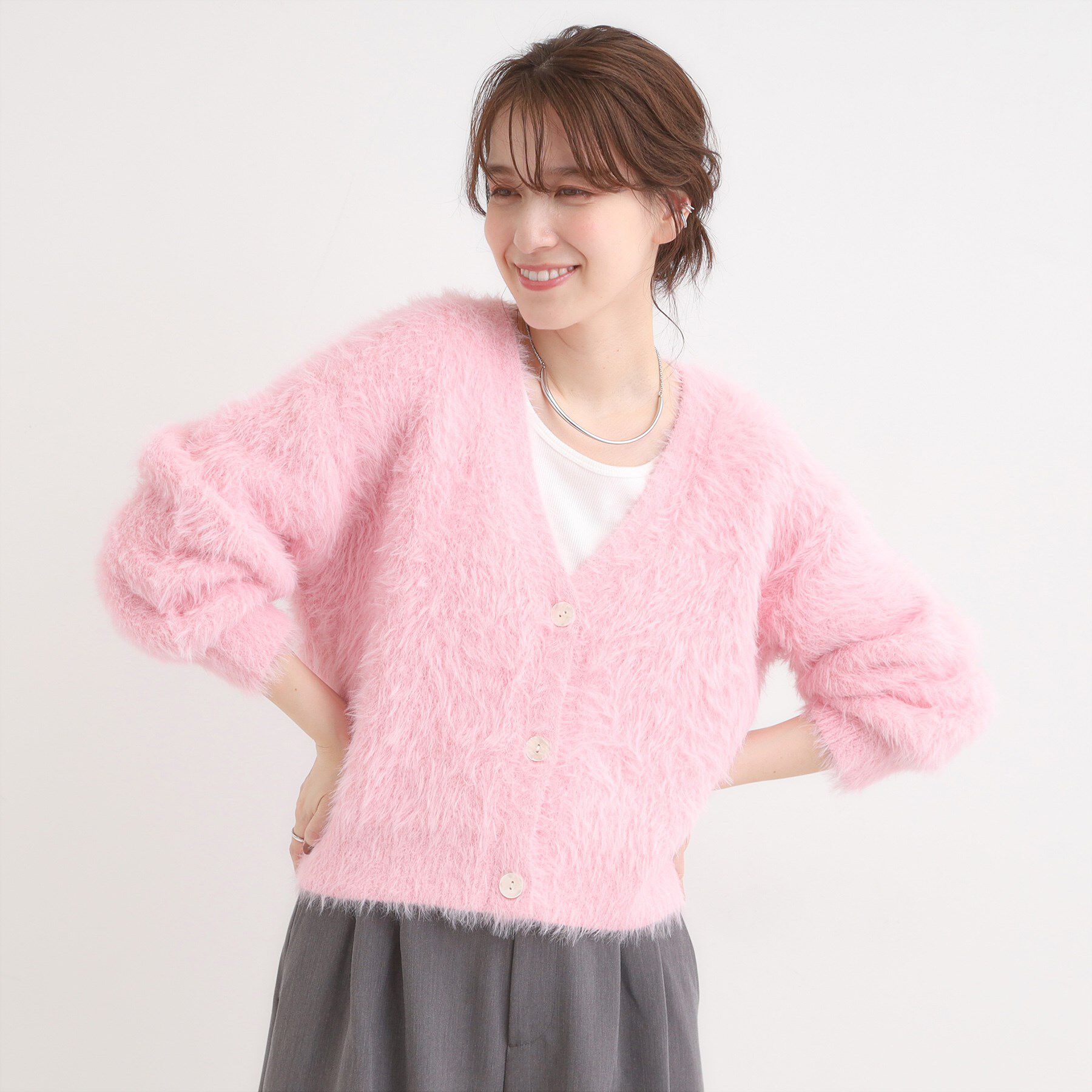 SHOO･LA･RUE「フェザーVネックカーディガン」|カーディガン|