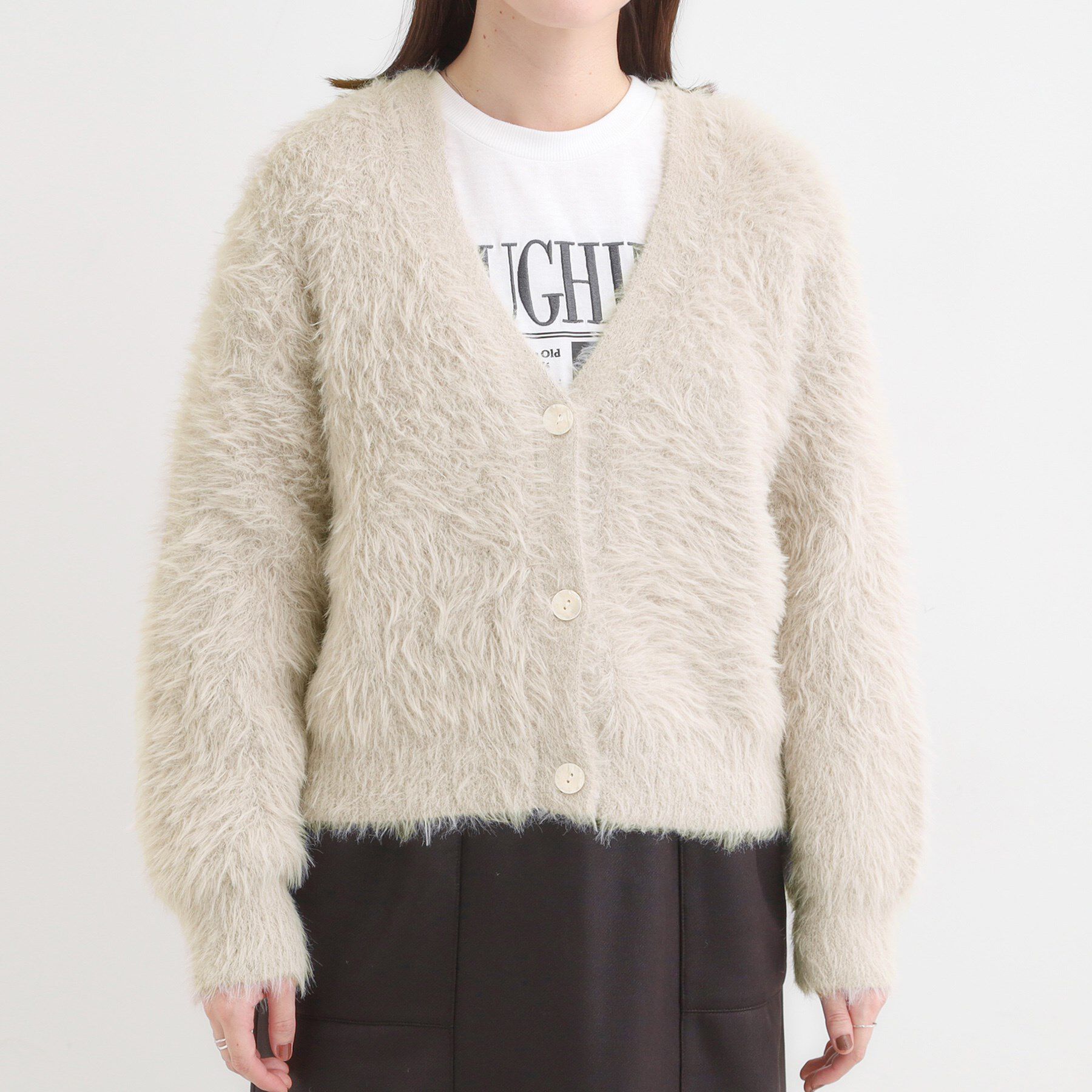 SHOO･LA･RUE「フェザーVネックカーディガン」|カーディガン|