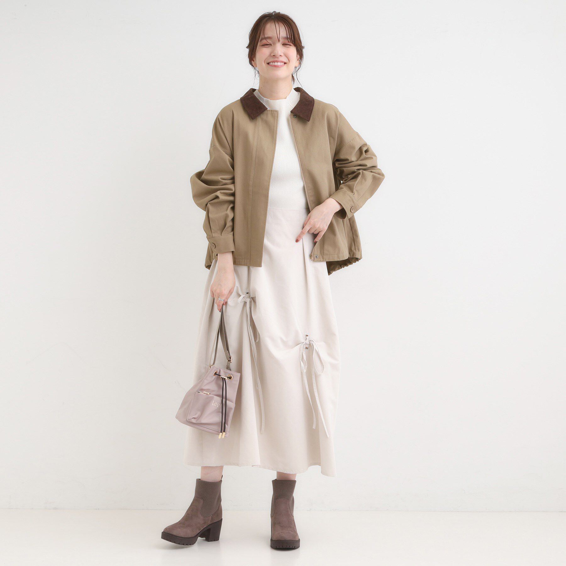 SHOO･LA･RUE「配色衿 ヘリンボーンカバーオール」|ブルゾン・スタジャン|