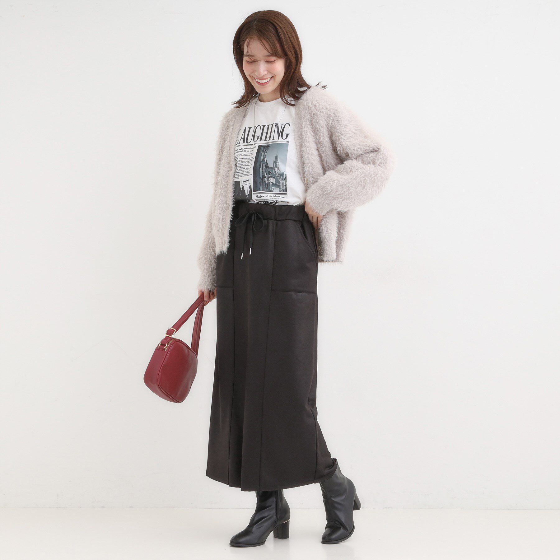 SHOO･LA･RUE「やわらかレザー調ナロースカート」|スカート|