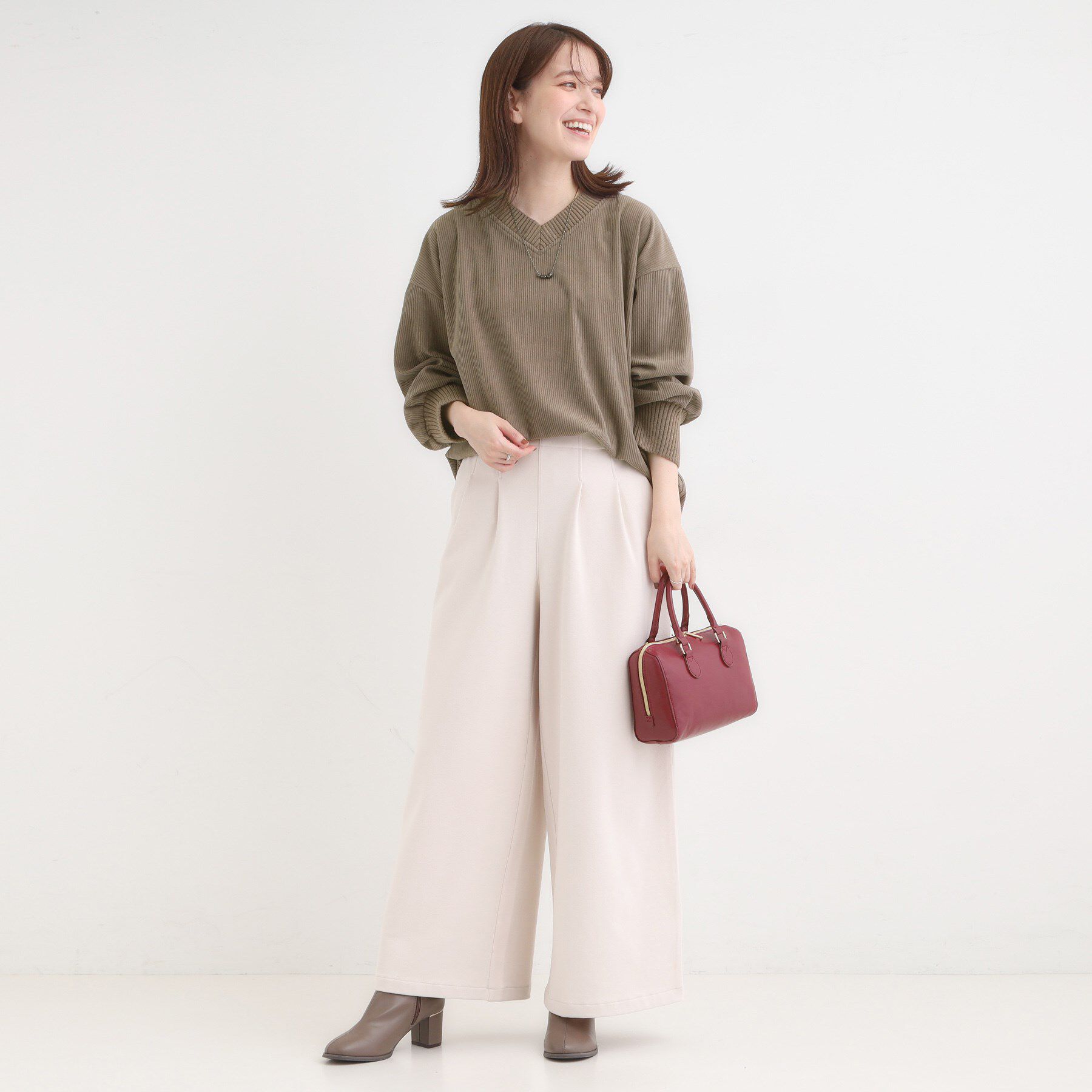 SHOO･LA･RUE「ニットリブコーデュロイトップス」|Tシャツ・カットソー|