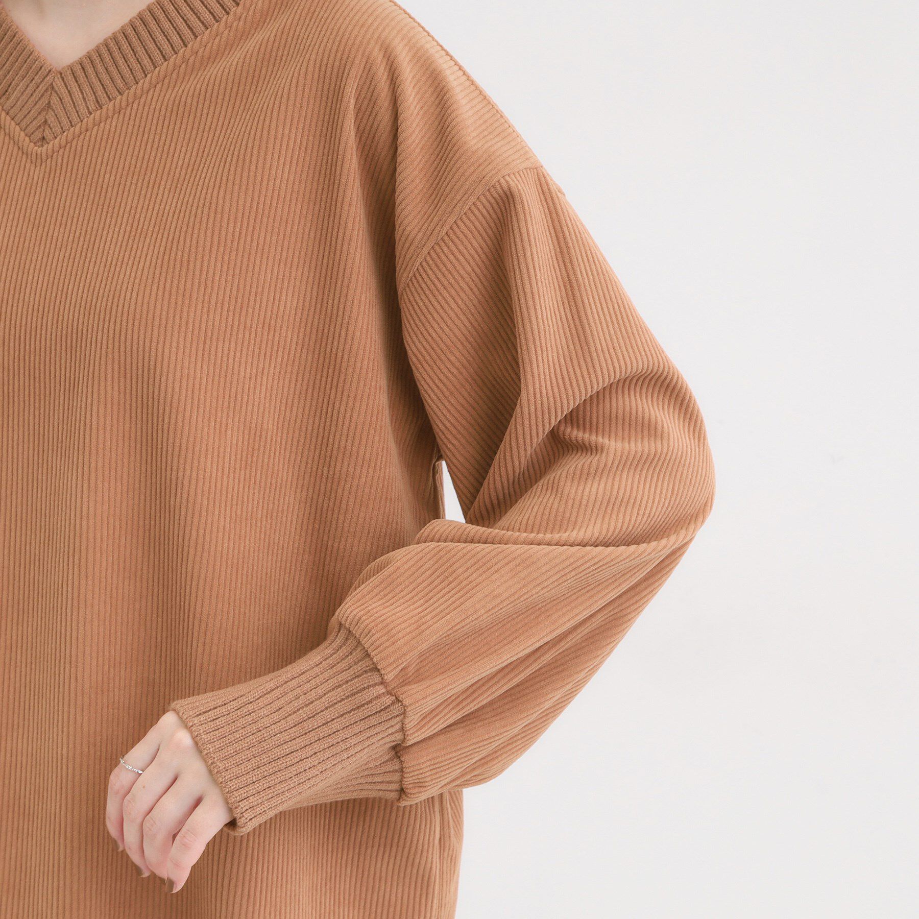 SHOO･LA･RUE「ニットリブコーデュロイトップス」|Tシャツ・カットソー|