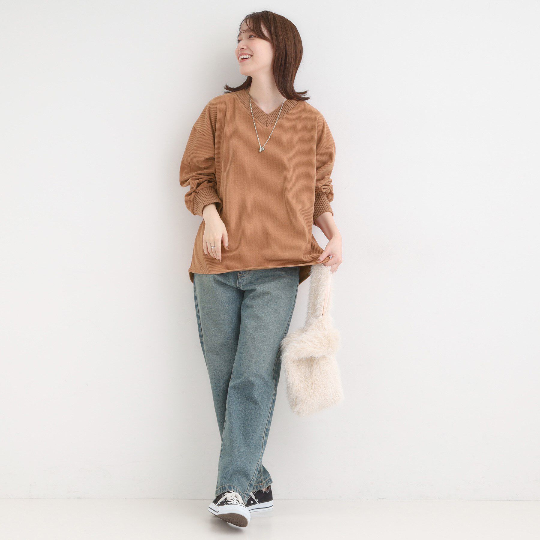 SHOO･LA･RUE「ニットリブコーデュロイトップス」|Tシャツ・カットソー|