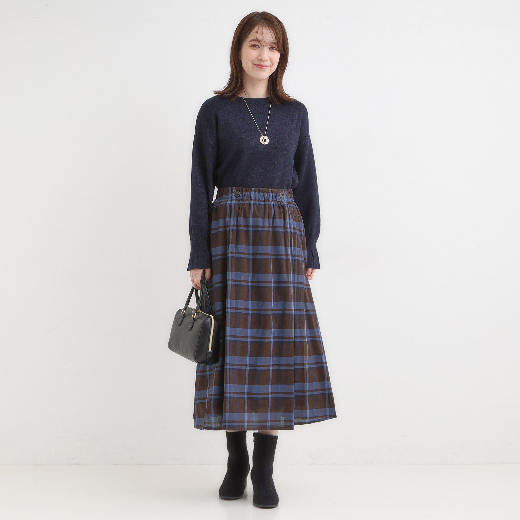 SHOO･LA･RUE「【S-LL／2WAY】取り外しのできる シャツ腰巻パーツつきチェック柄スカート」|スカート|