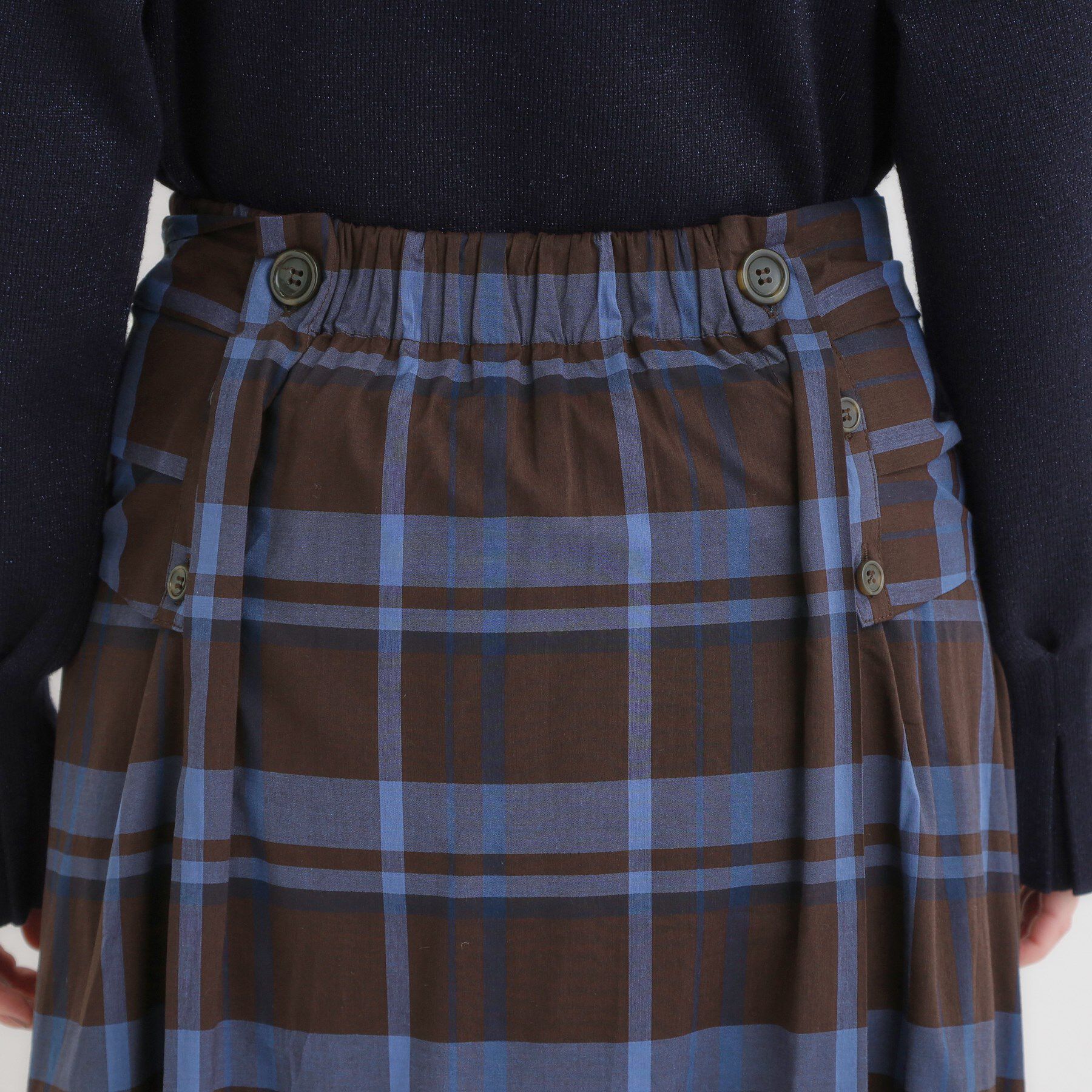 SHOO･LA･RUE「【S-LL／2WAY】取り外しのできる シャツ腰巻パーツつきチェック柄スカート」|スカート|