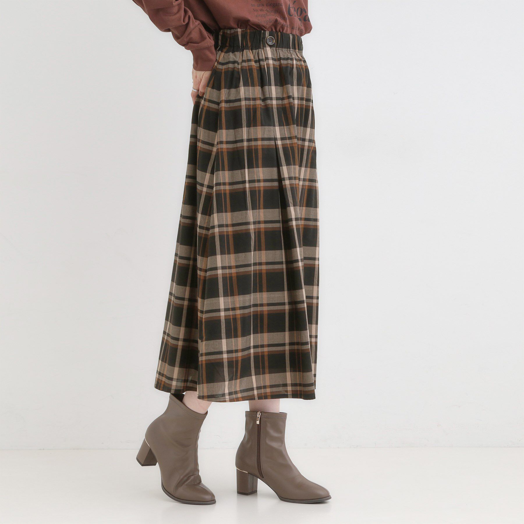 SHOO･LA･RUE「【S-LL／2WAY】取り外しのできる シャツ腰巻パーツつきチェック柄スカート」|スカート|