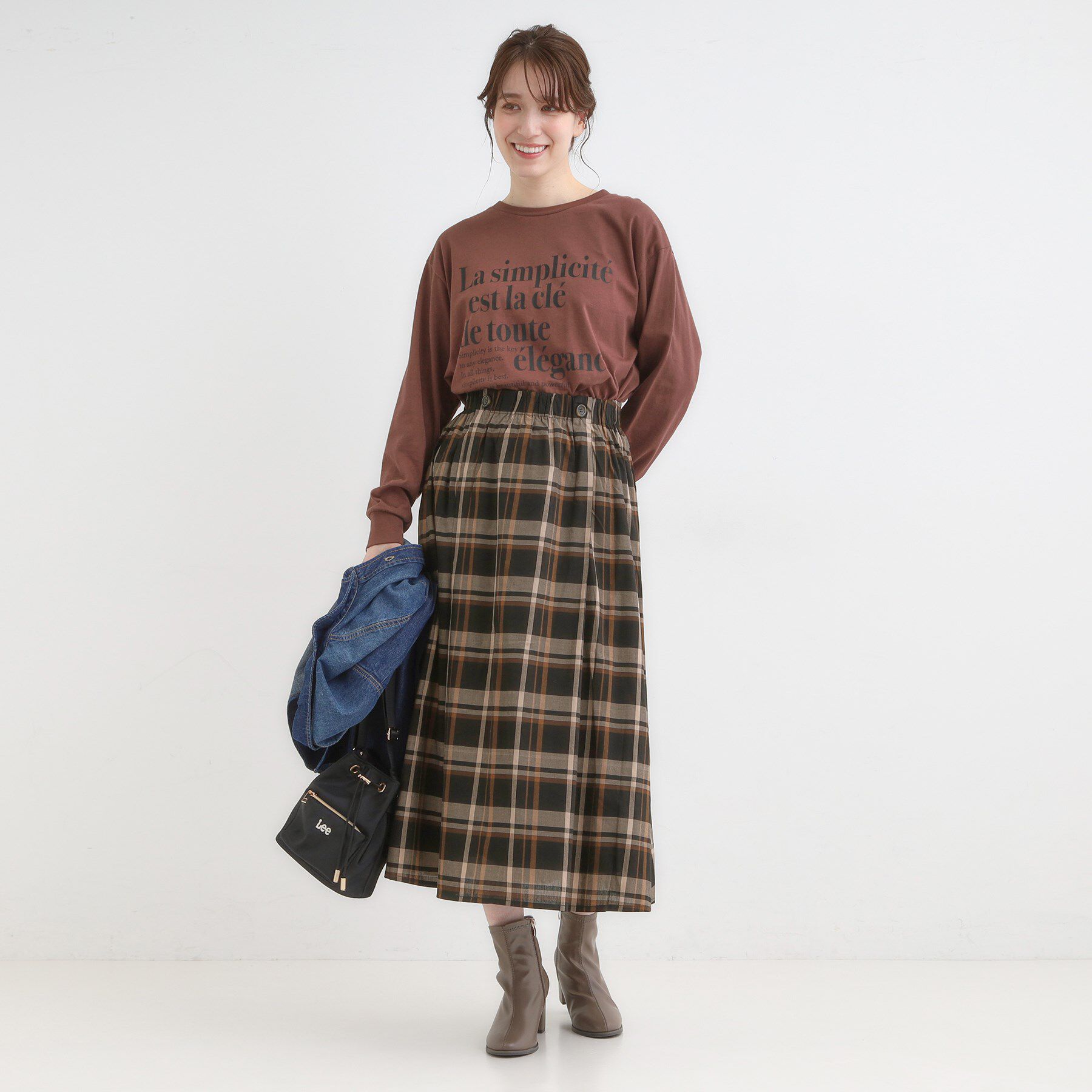 SHOO･LA･RUE「【S-LL／2WAY】取り外しのできる シャツ腰巻パーツつきチェック柄スカート」|スカート|