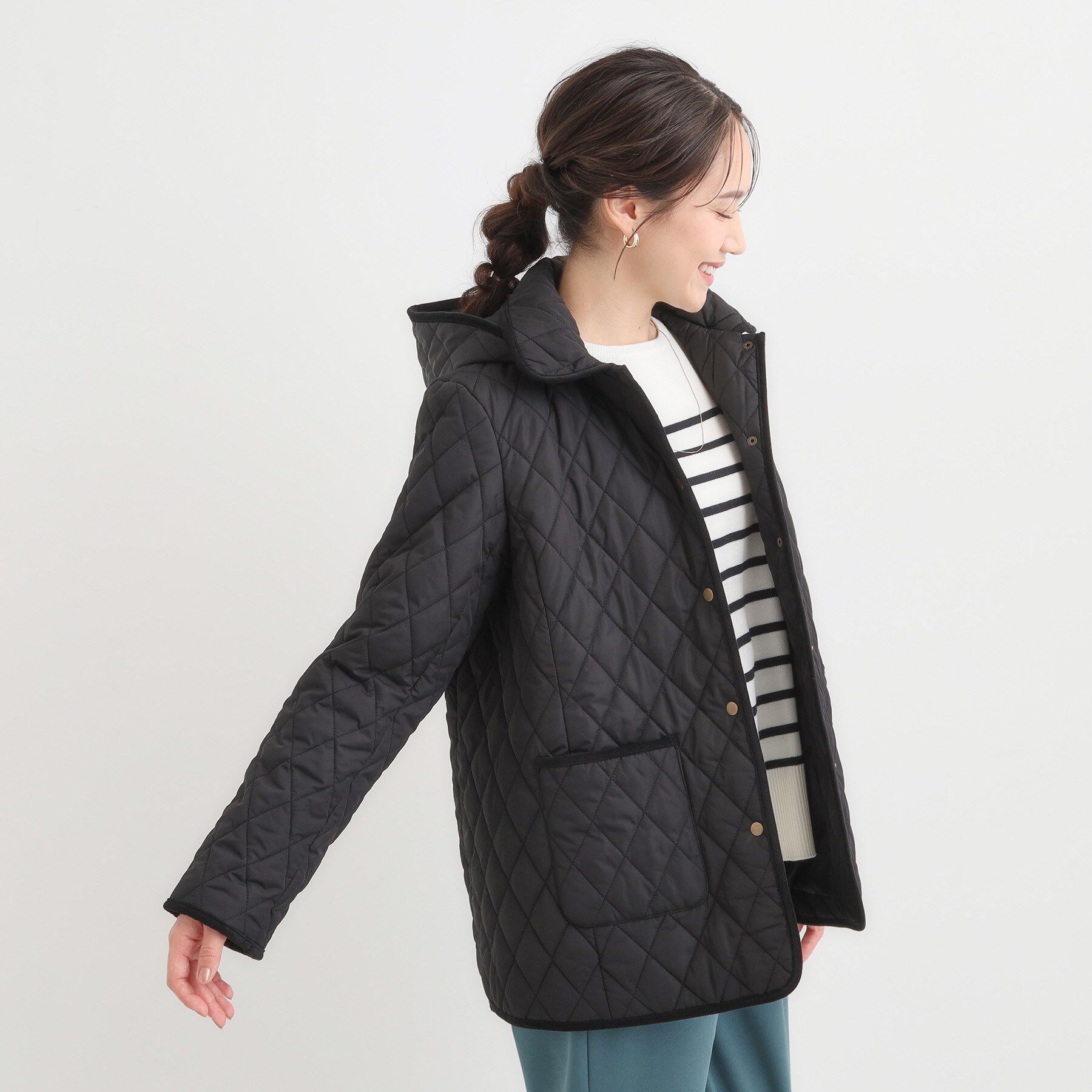 SHOO･LA･RUE「【撥水/フード取り外し可】サッと羽織れる ダイヤ柄キルトジャケット」|その他|