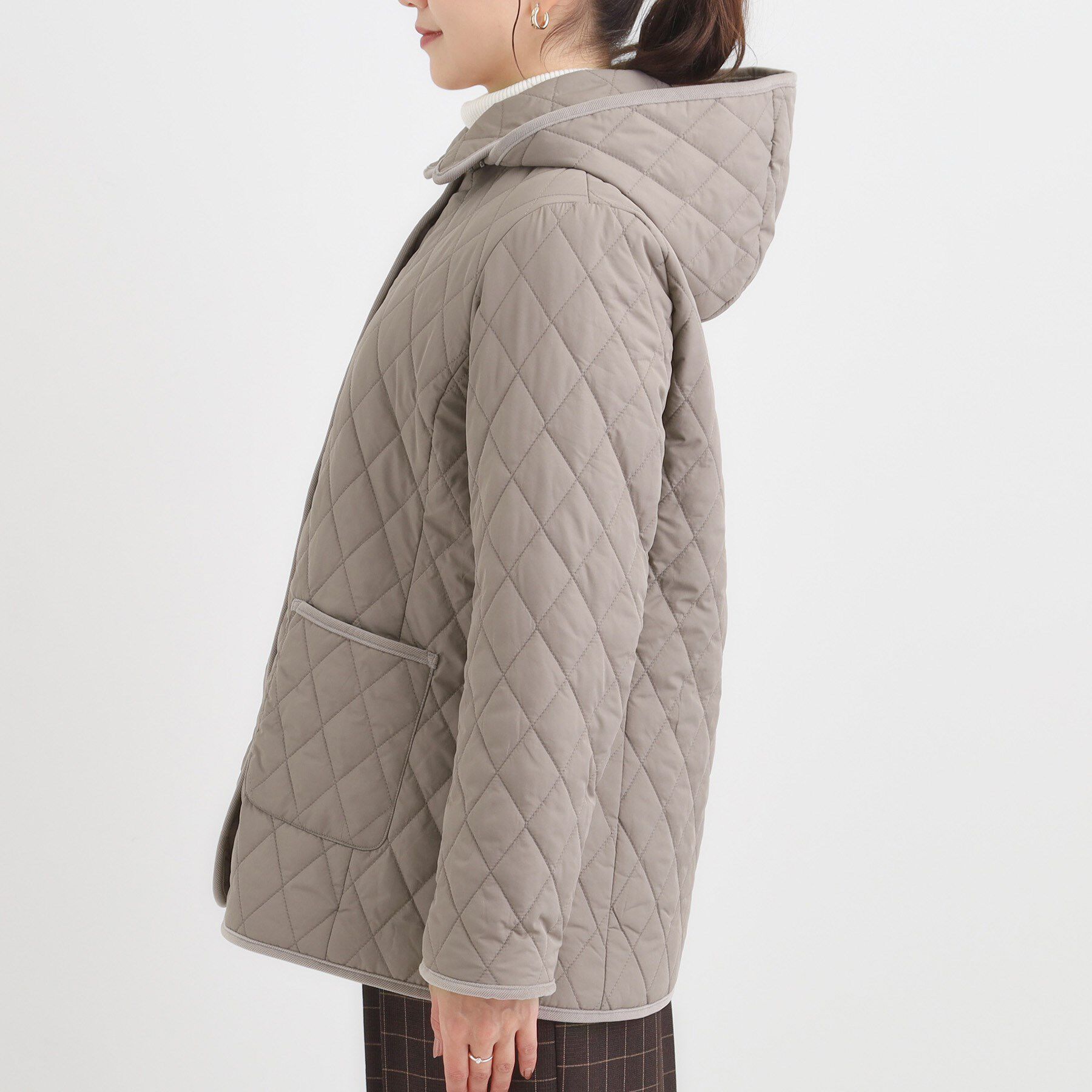 SHOO･LA･RUE「【撥水/フード取り外し可】サッと羽織れる ダイヤ柄キルトジャケット」|その他|