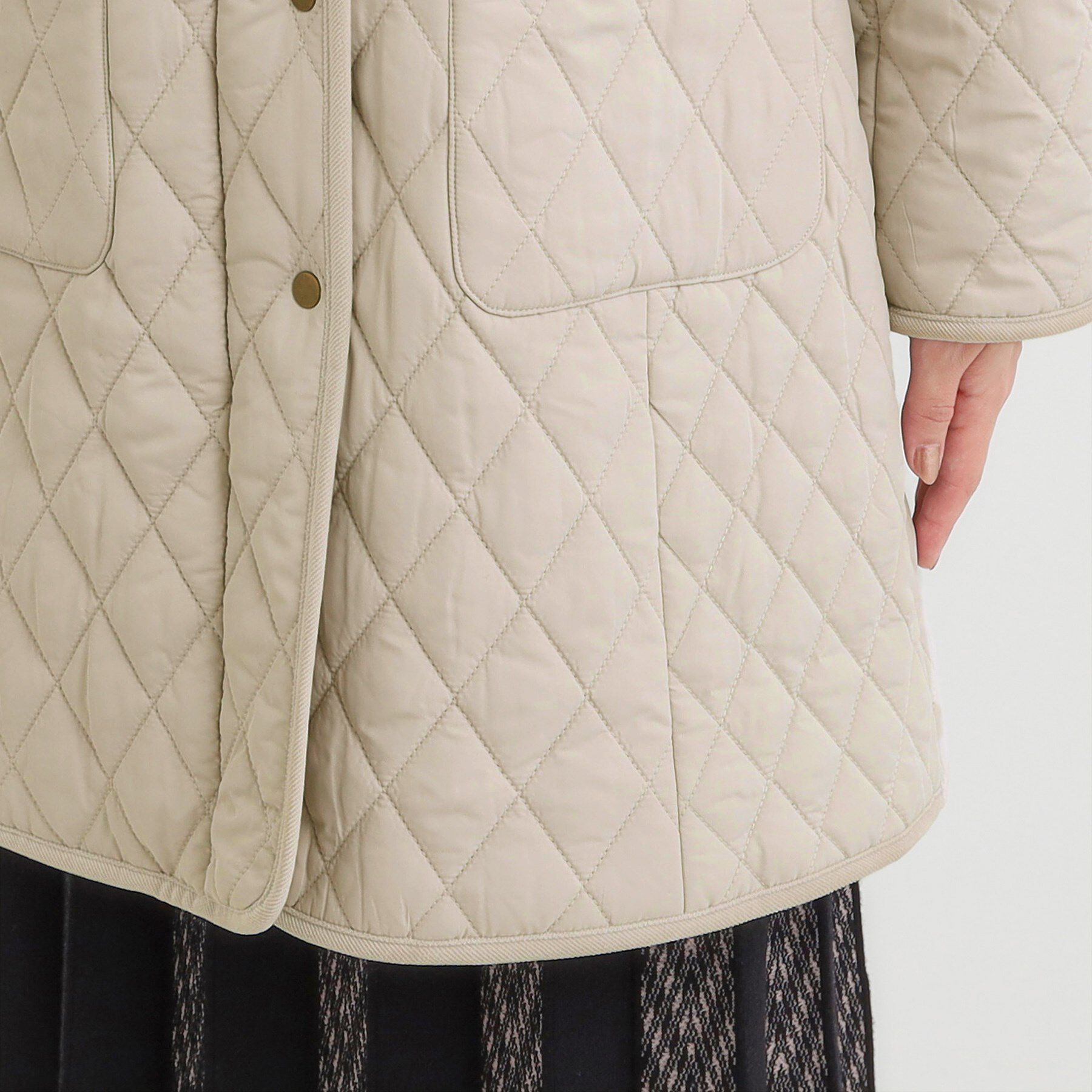 SHOO･LA･RUE「【撥水/フード取り外し可】自然にくびれる あったかダイヤ柄キルトコート【CIRCRIC】」|ダウン|