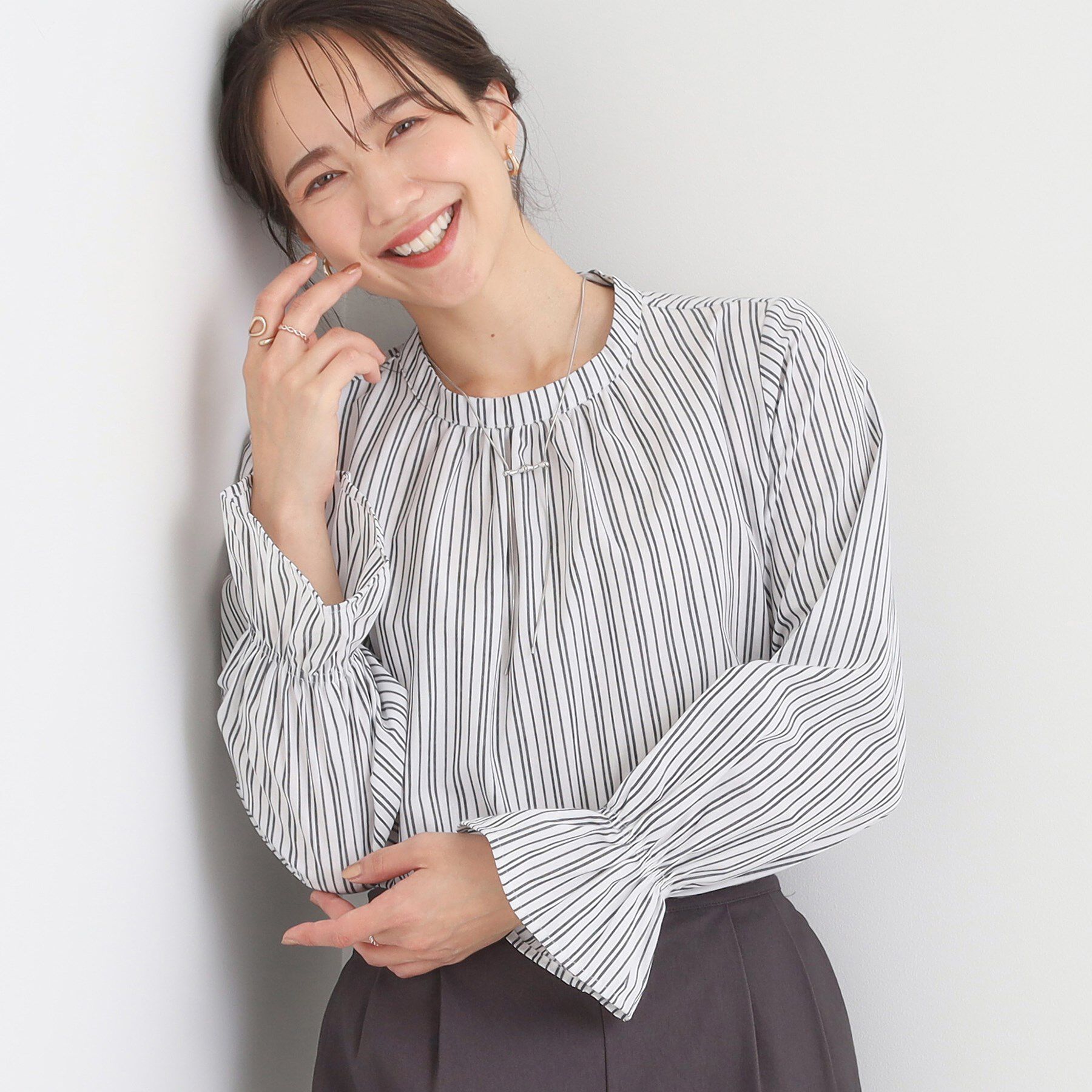 SHOO･LA･RUE「マルチストライプブラウス」|シャツ・ブラウス|オフホワイト(303