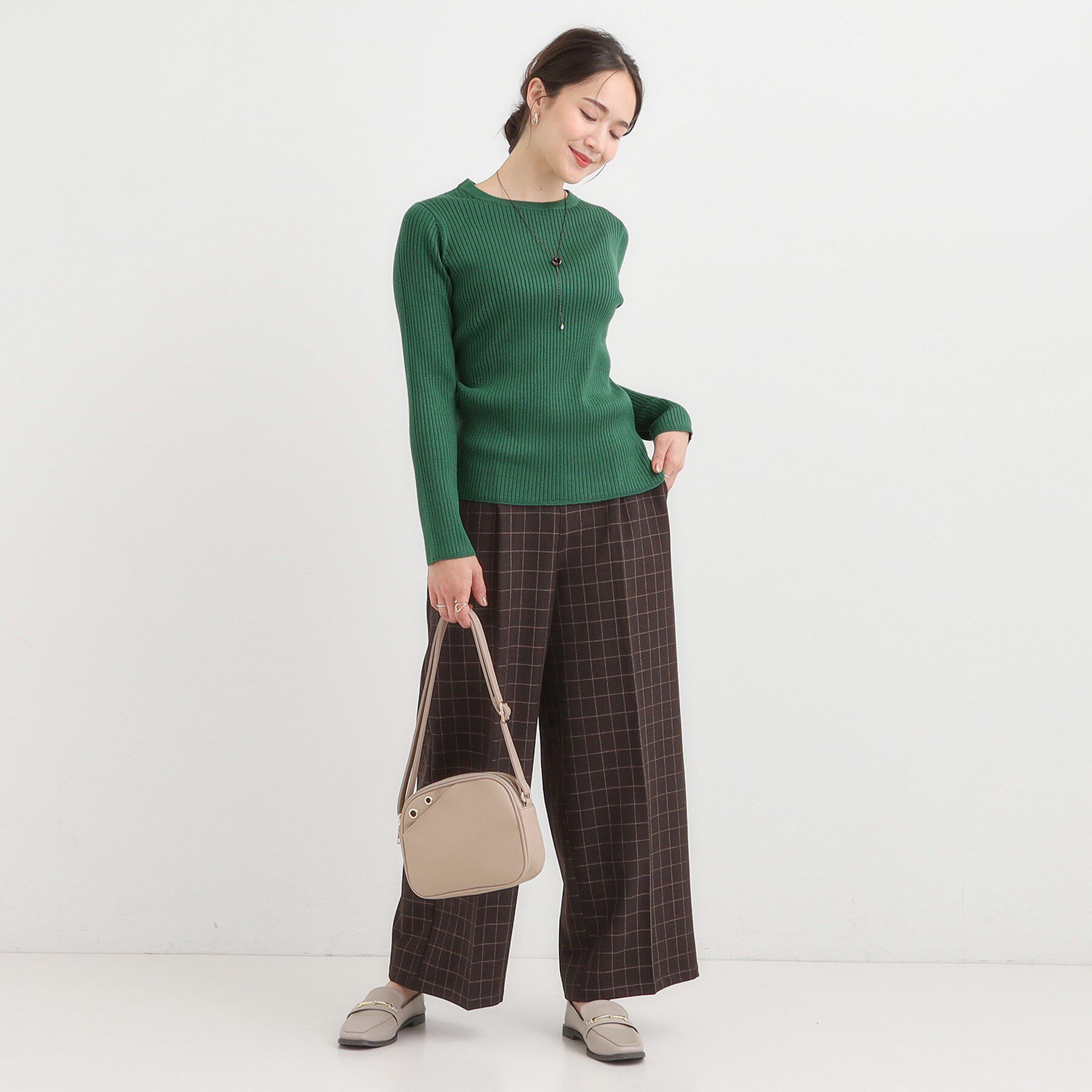 SHOO･LA･RUE「【絶妙なゆるピタ/洗濯機可】ちくちくしにくい リブクルーネックやわらかニット」|ニット・セーター|