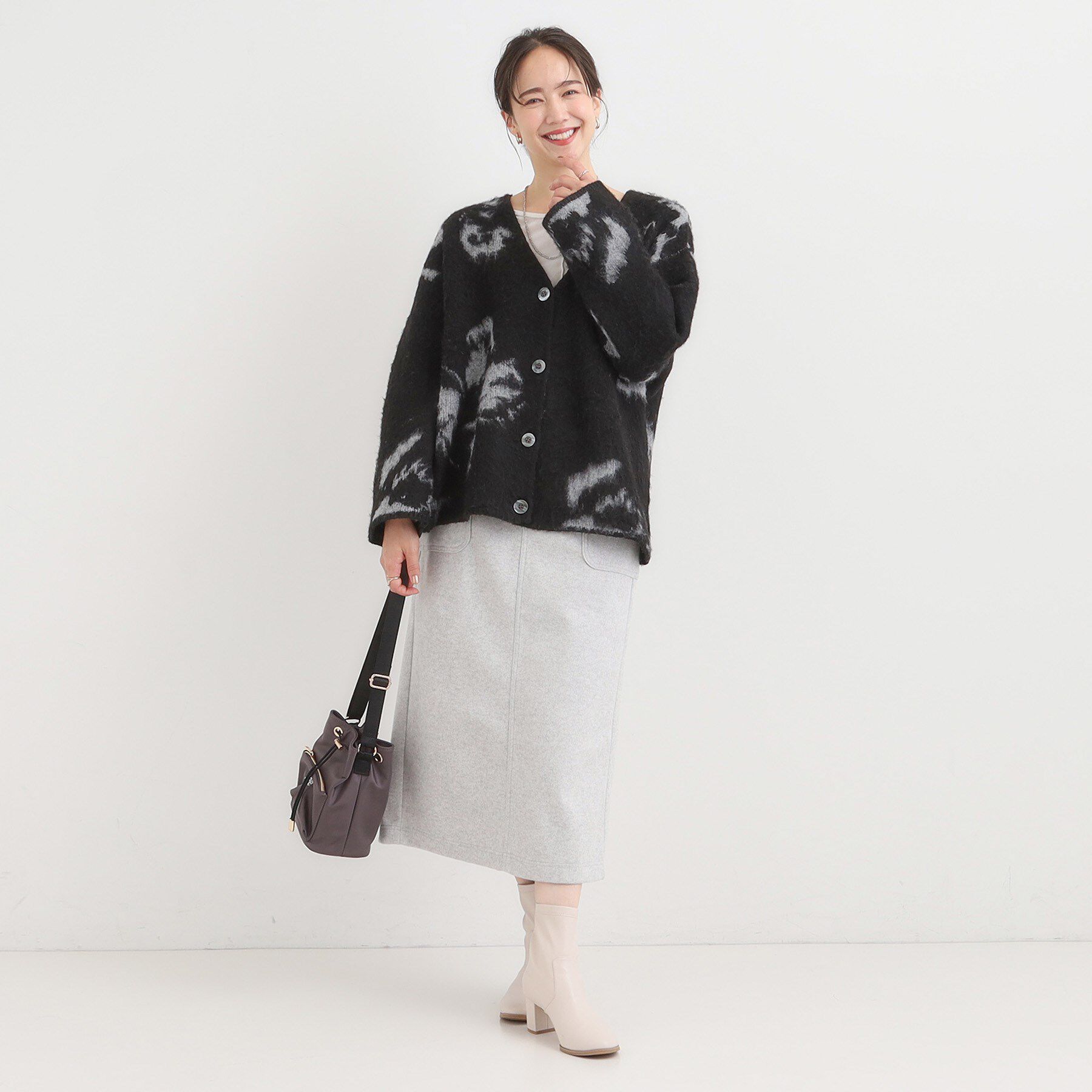 SHOO･LA･RUE「羽織るだけでスタイリングの主役に 起毛柄カーディガン」|カーディガン|