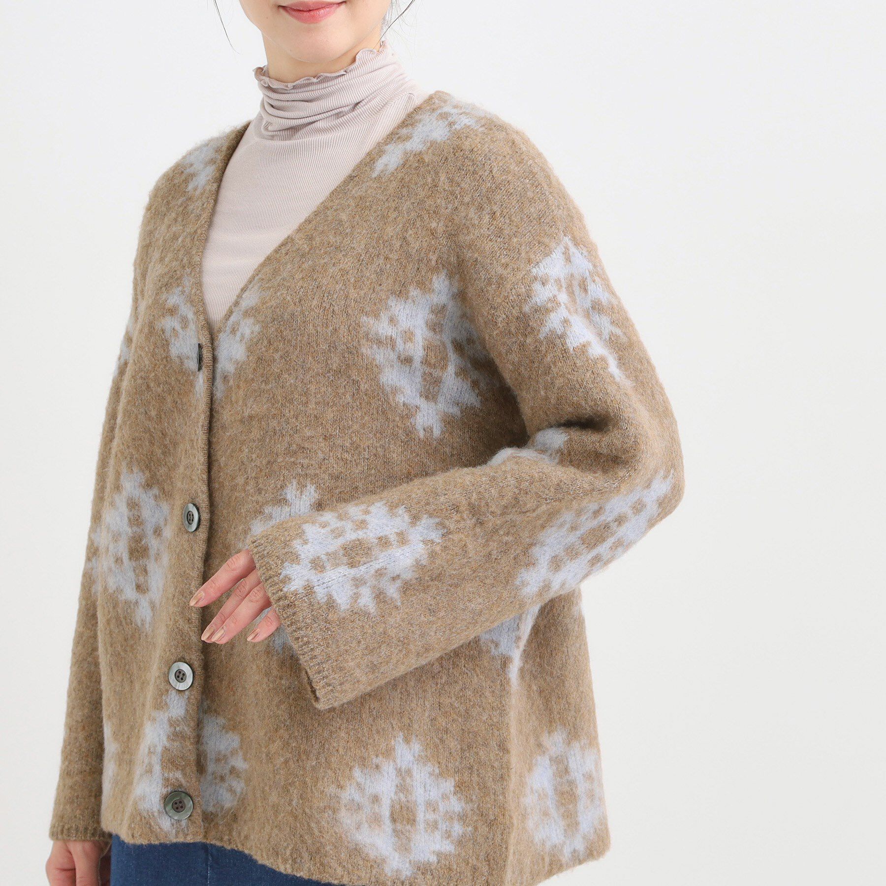 SHOO･LA･RUE「羽織るだけでスタイリングの主役に 起毛柄カーディガン」|カーディガン|