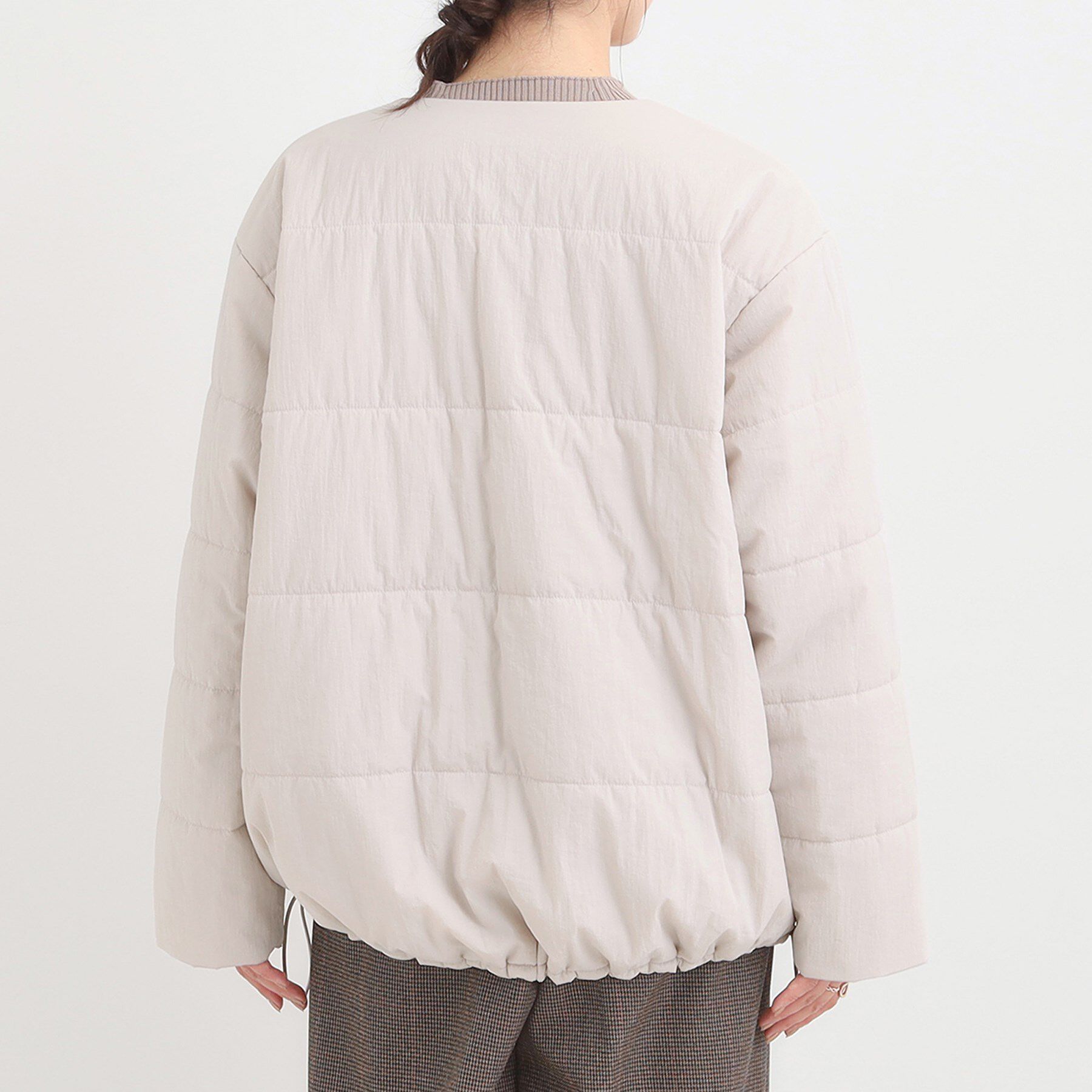 SHOO･LA･RUE「【洗濯機可/撥水/リバーシブル】 ノーカラー中綿ブルゾン」|ブルゾン・スタジャン|