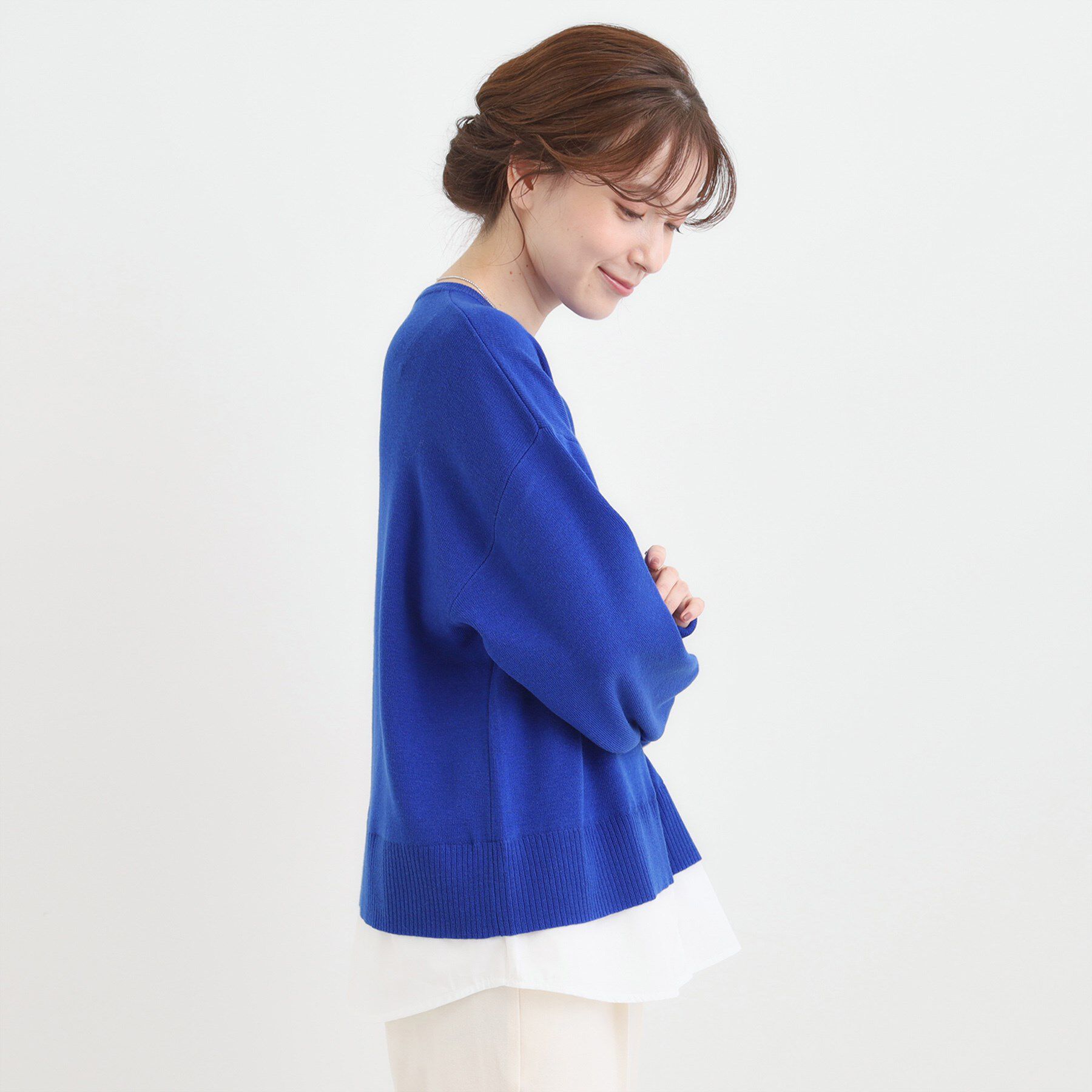 SHOO･LA･RUE「【洗濯機可/毛玉になりにくい】一枚で簡単こなれ見え 裾フェイクレイヤード風ニット」|ニット・セーター|