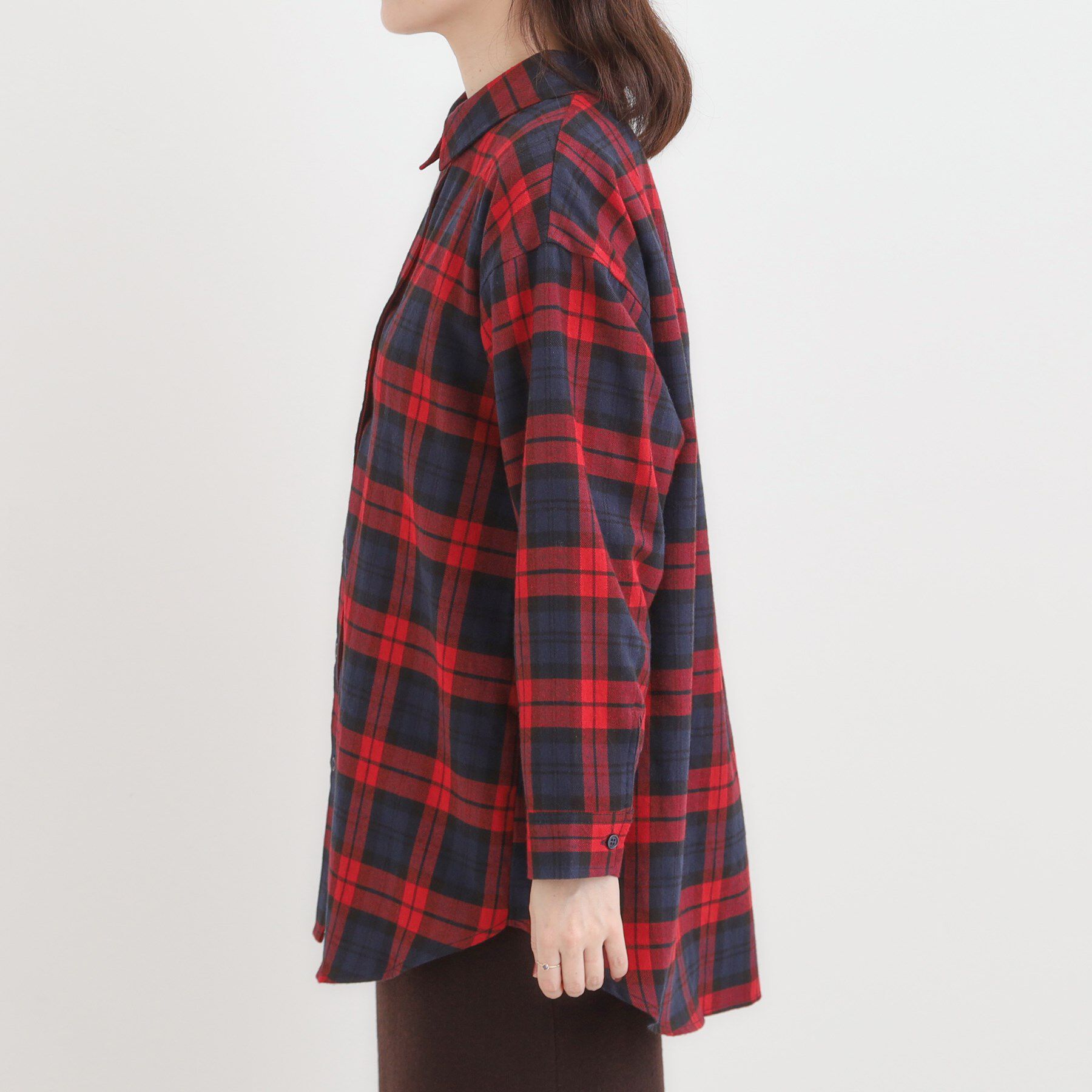 SHOO･LA･RUE「【S-LL】柔らかさが癖になる 起毛コットン オーバーサイズシャツ」|シャツ・ブラウス|