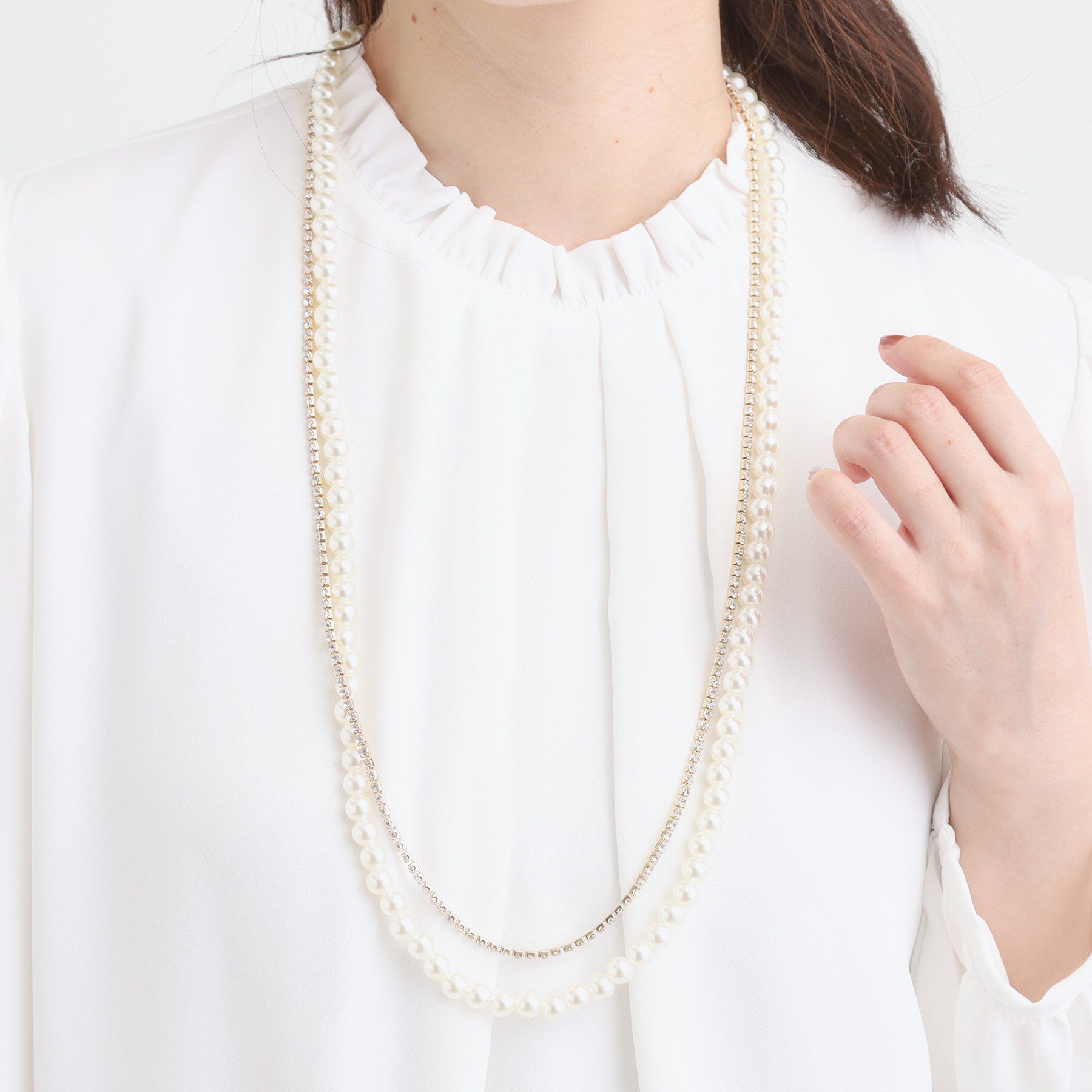 SHOO･LA･RUE「【セレモニー】2連ダイヤレーンロングネックレス」|ネックレス|