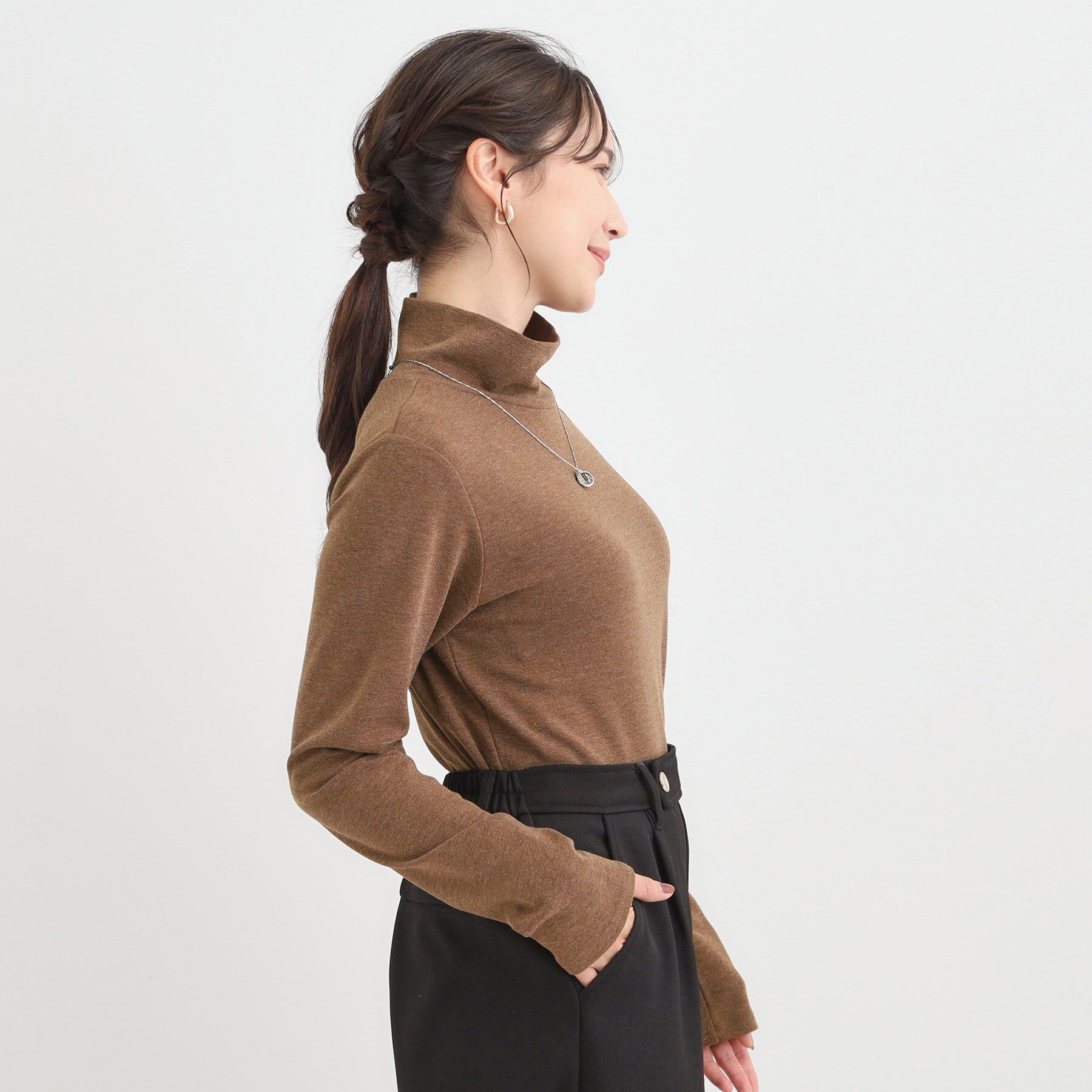 SHOO･LA･RUE「ラメスムースハイネックインナー」|Tシャツ・カットソー|