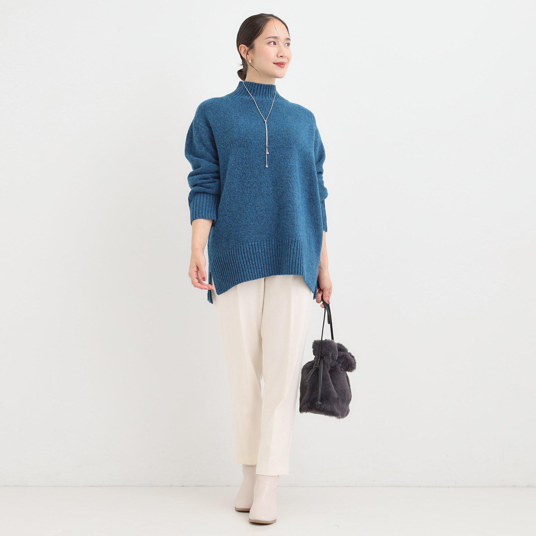 SHOO･LA･RUE「【S-LL】ゆるシルエットな メランジタートルニット」|ニット・セーター|