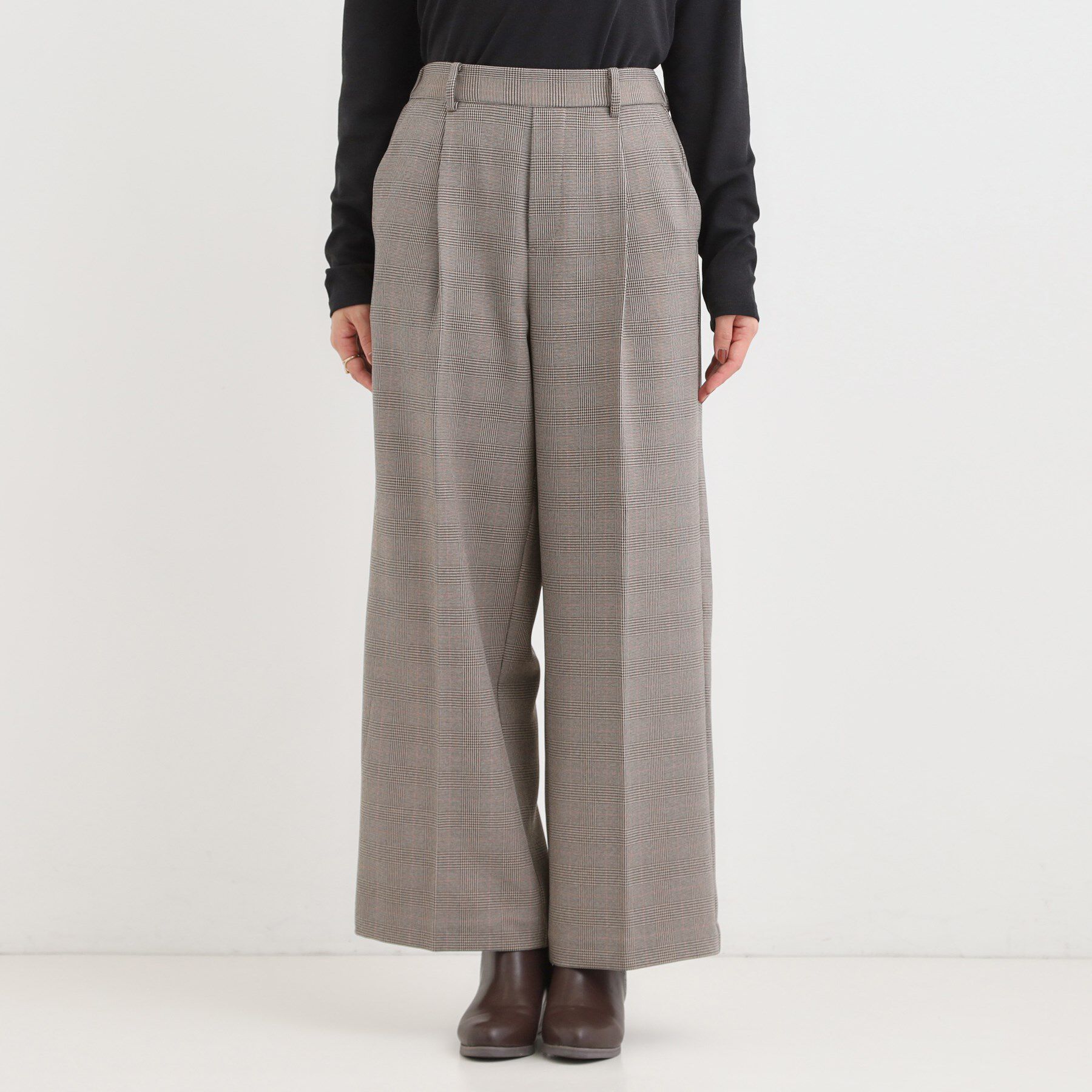 SHOO･LA･RUE「【洗濯機可/S-LL/セットアップ可】脚のラインをきれいに魅せる センタープレスワイドパンツ」|その他|