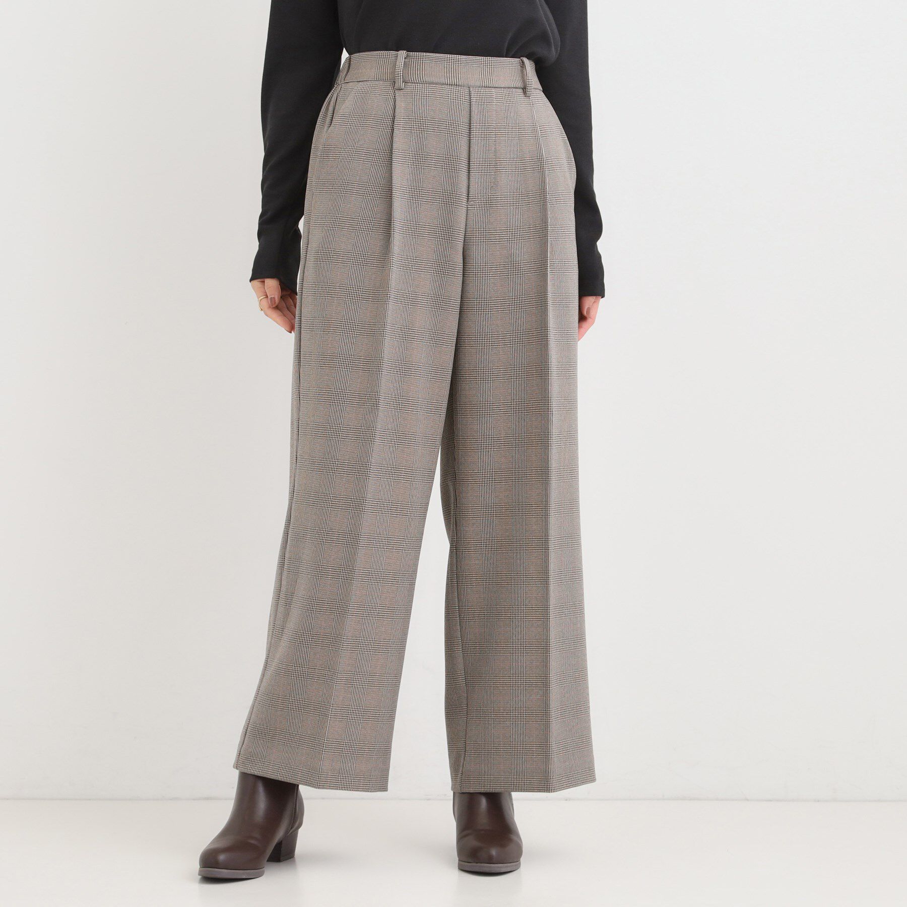 SHOO･LA･RUE「【洗濯機可/S-LL/セットアップ可】脚のラインをきれいに魅せる センタープレスワイドパンツ」|その他|