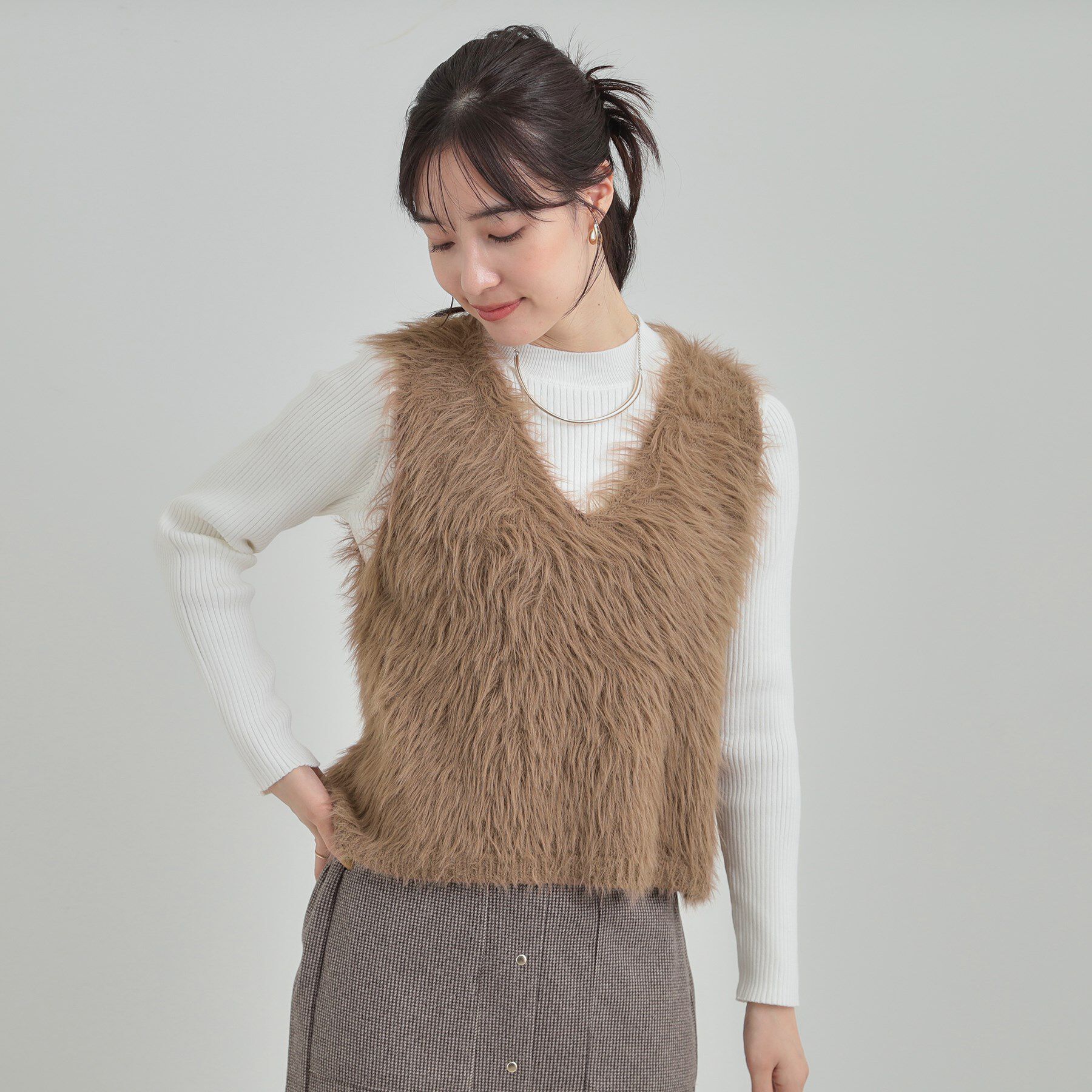 SHOO･LA･RUE「【S-LL/2点セット】着るだけでコーデが決まる フェザーニットベスト&times;リブニット」|その他|