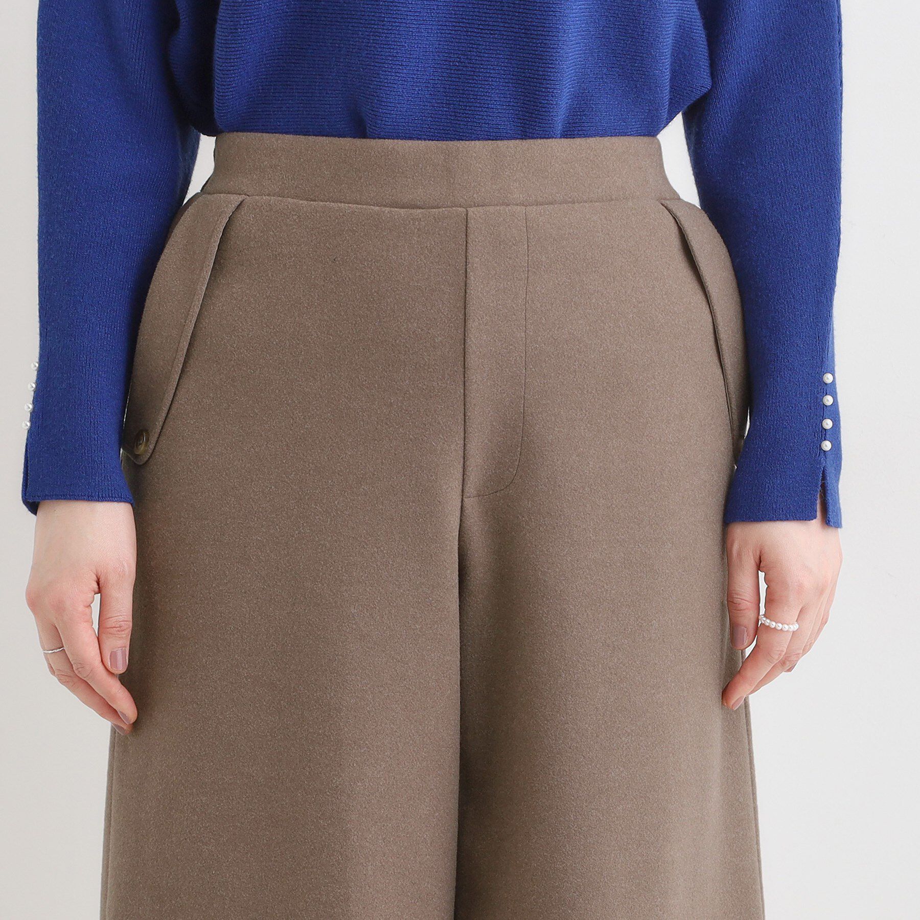 SHOO･LA･RUE「【洗濯機可/S-LL】美脚見え あったか圧縮ニット ガウチョパンツ」|その他|