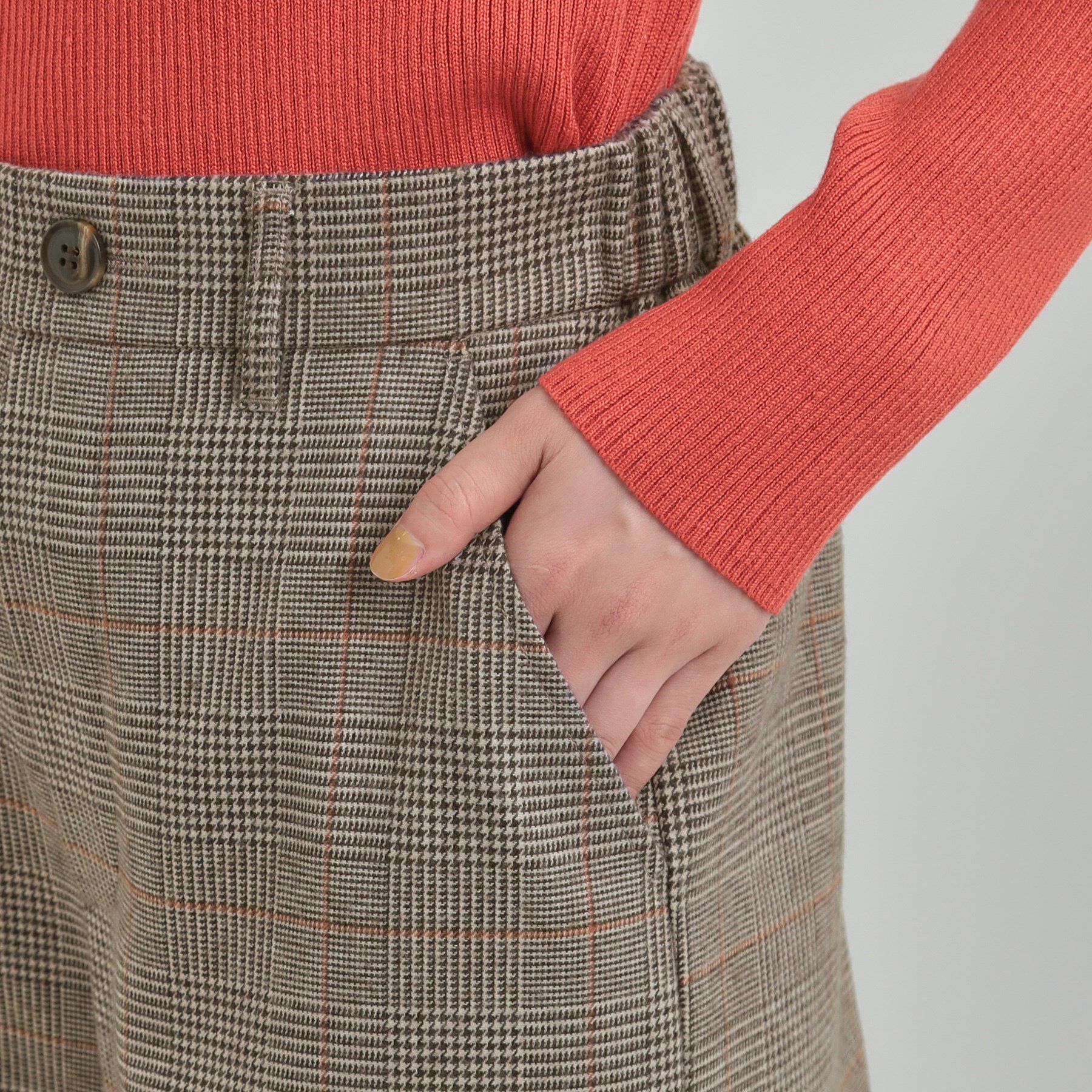 SHOO･LA･RUE「【あったか】裏起毛チェックカーブパンツ」|その他|