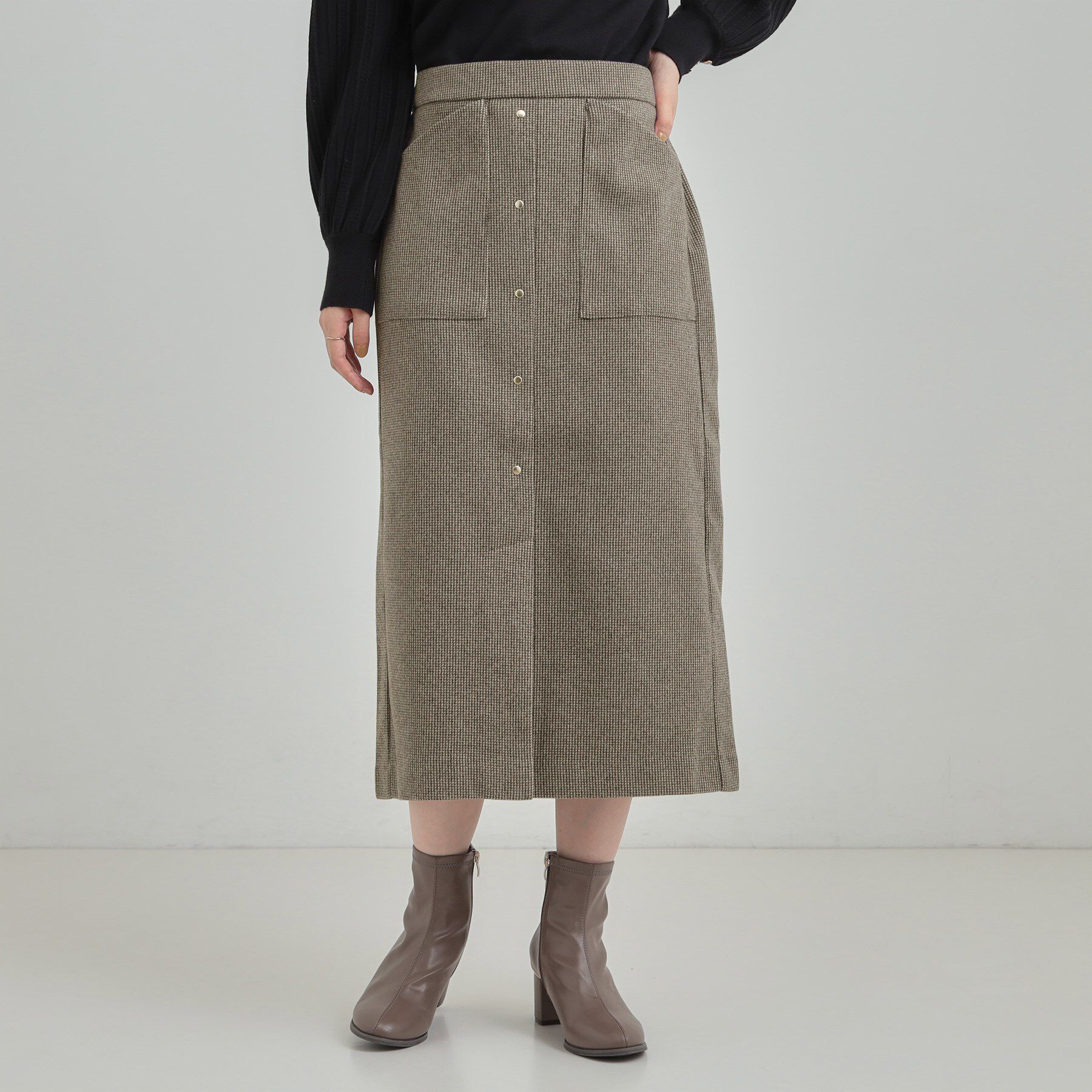 SHOO･LA･RUE「【S-LL/あったか】すらりときれい見え ベイカー風ナロースカート」|スカート|