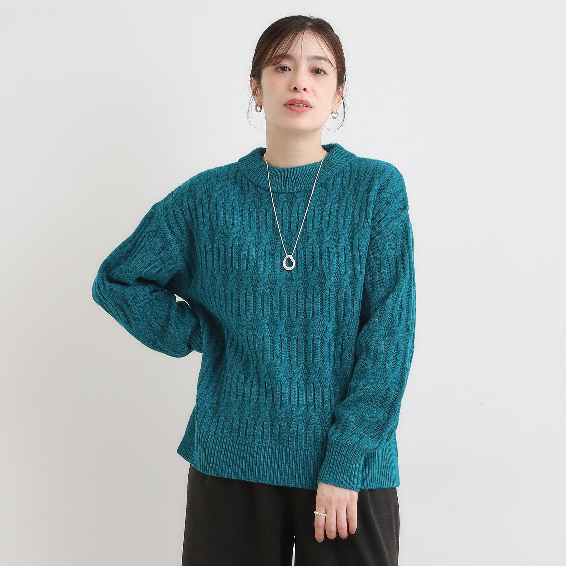 SHOO･LA･RUE「【洗濯機可／毛玉レス】シンプルケーブル柄ニット」|ニット・セーター|