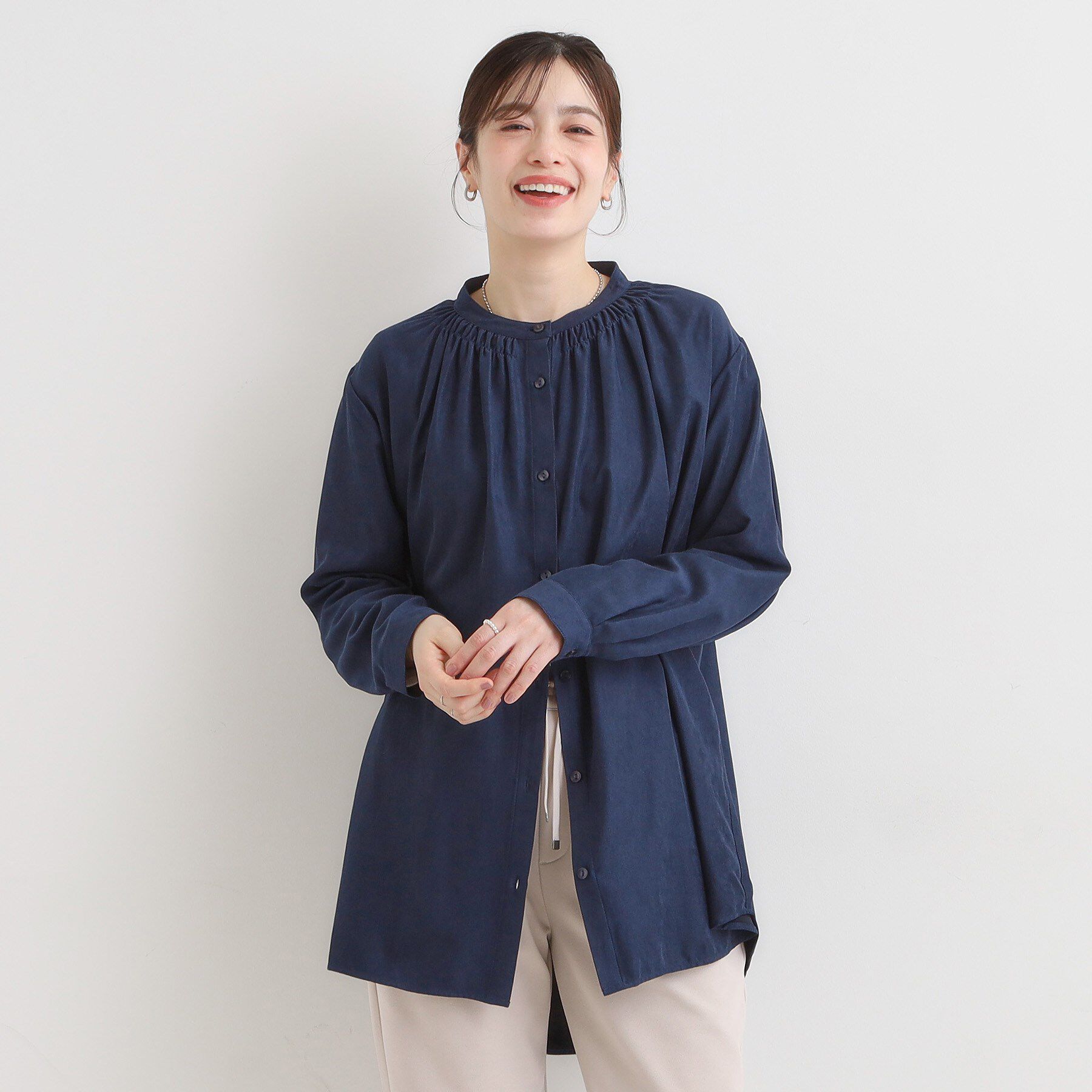 SHOO･LA･RUE「【洗濯機可/S-LL】滑らかなタッチが心地よい マイクロコールチュニック」|チュニック|