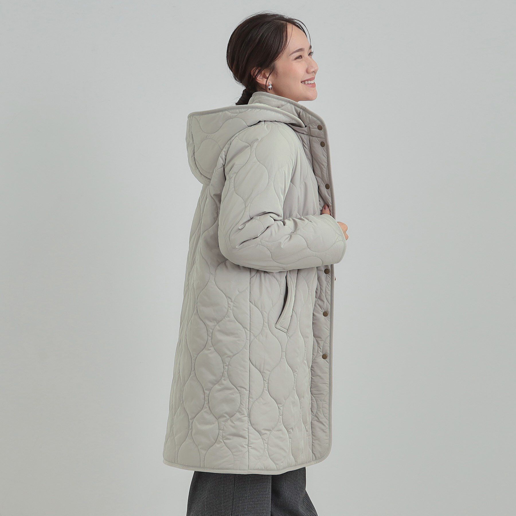 SHOO･LA･RUE「【撥水/フード取り外し可】冬に嬉しいこだわり満載 ひょうたん柄キルトコート」|その他|