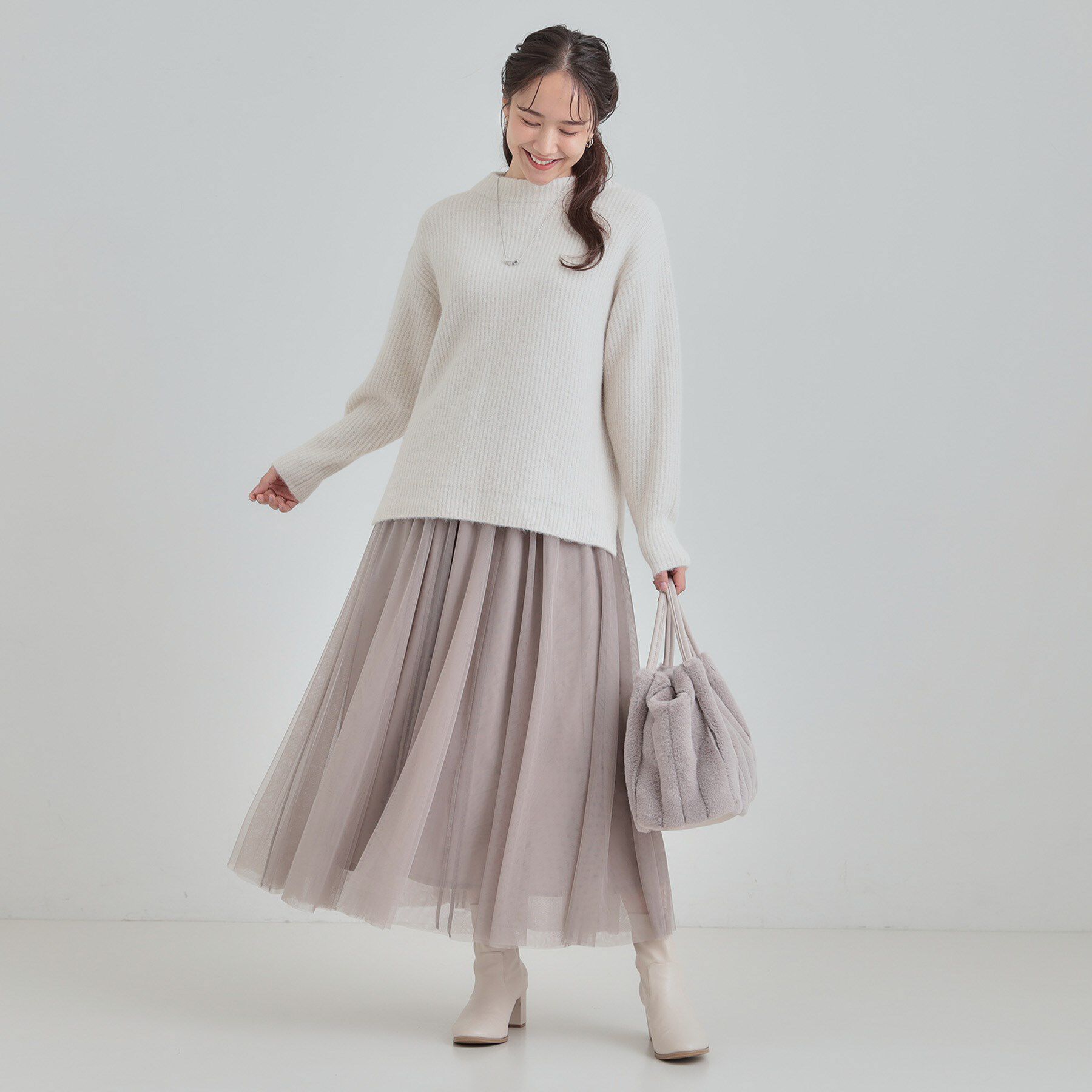 SHOO･LA･RUE「【S-LL/洗濯機可】ふわふわが魅力 ハイネックニットプルオーバー」|ニット・セーター|