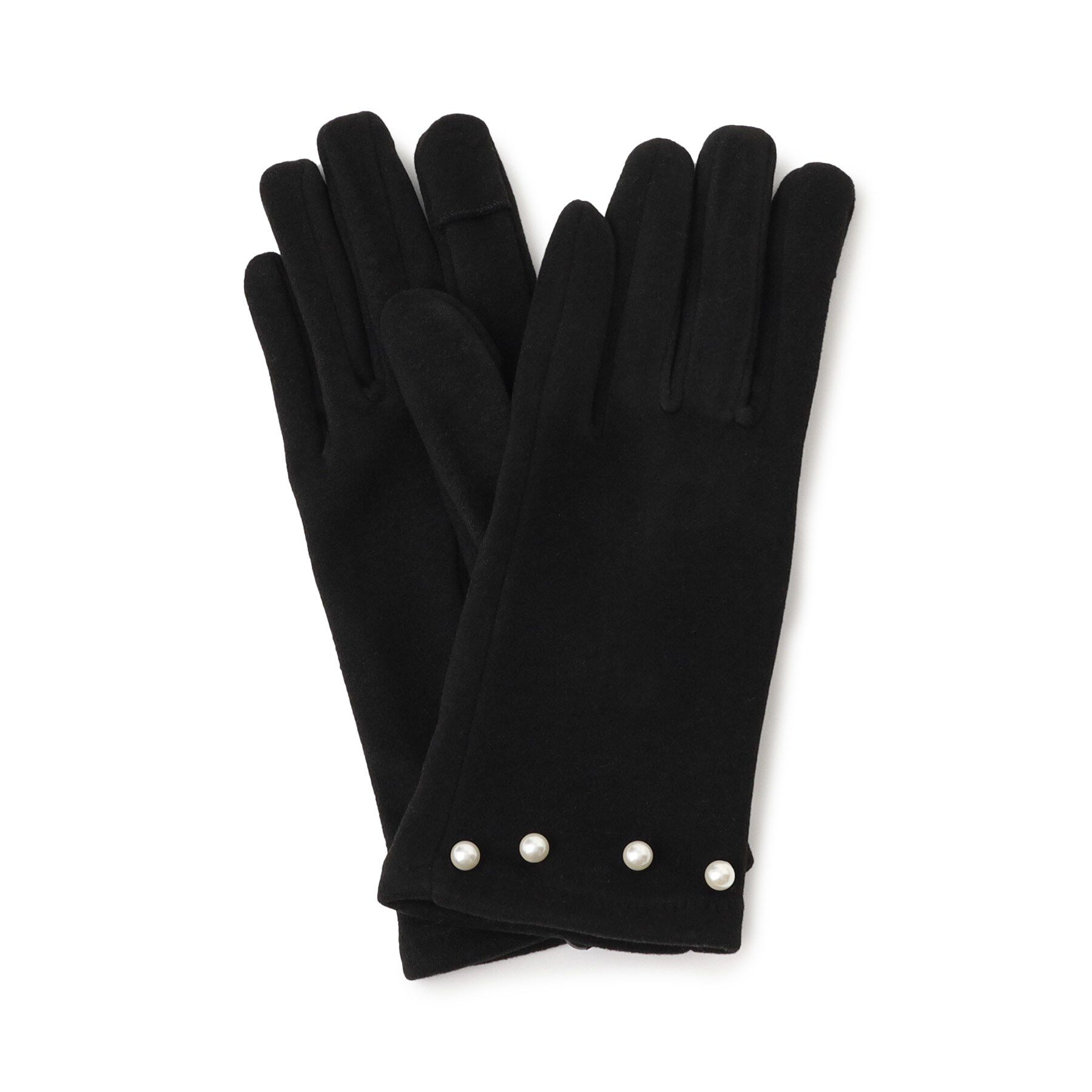 SHOO･LA･RUE「フェイクパール5指グローブ」|手袋|ブラック(019)