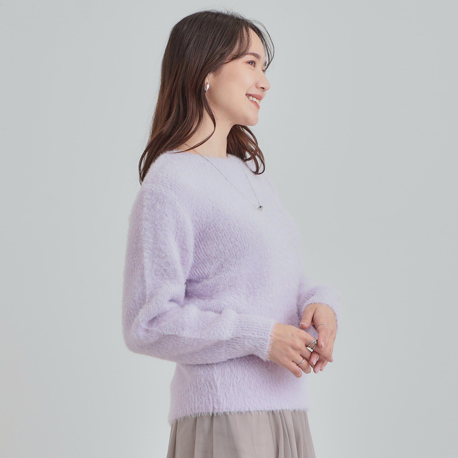 SHOO･LA･RUE「【S-LL】きらっと華やか ふんわりラメフェザーニット」|ニット・セーター|