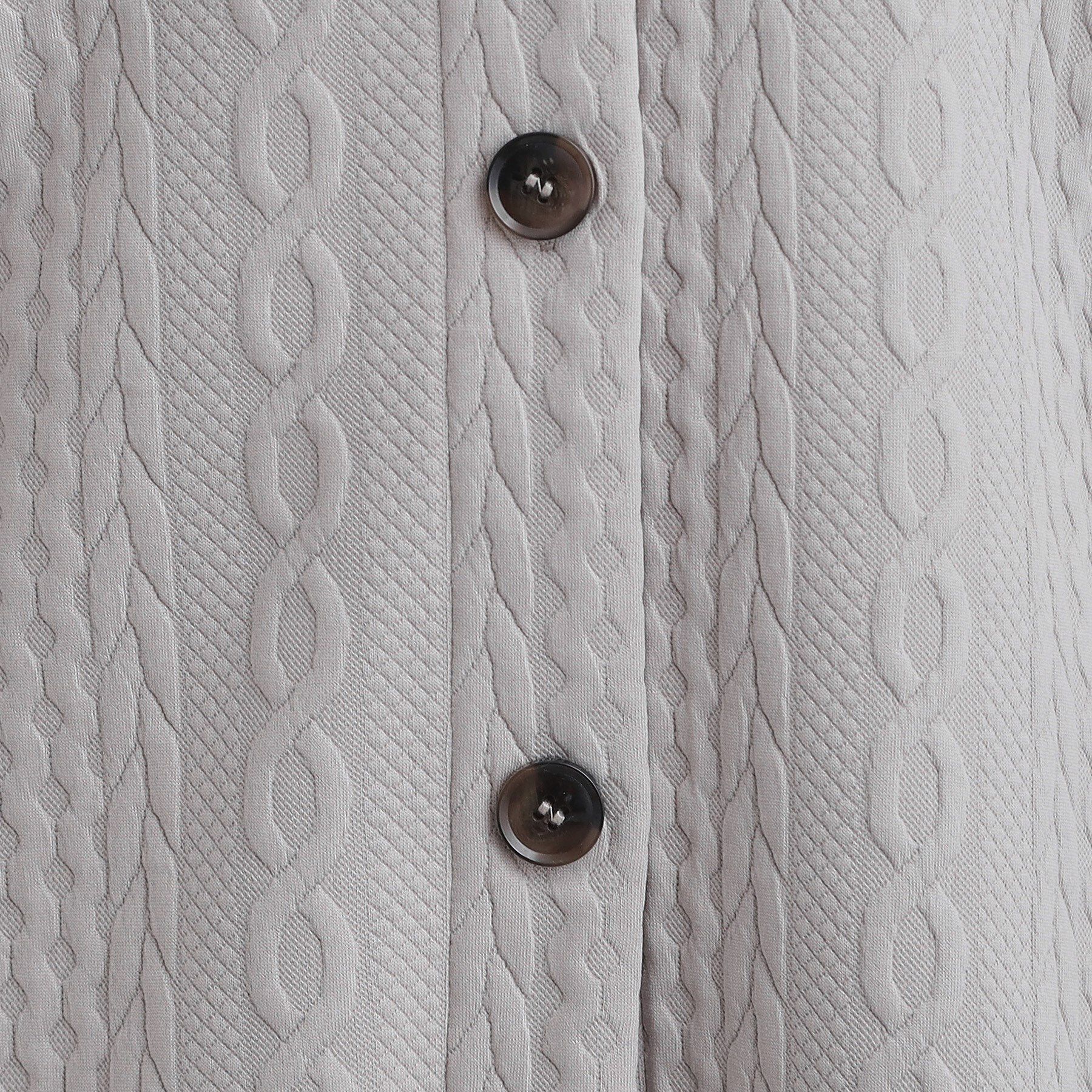 SHOO･LA･RUE「【裏面ベロアであったか】体型をカバーしながらスマートに魅せる ケーブルジャガードコーディガン」|カーディガン|