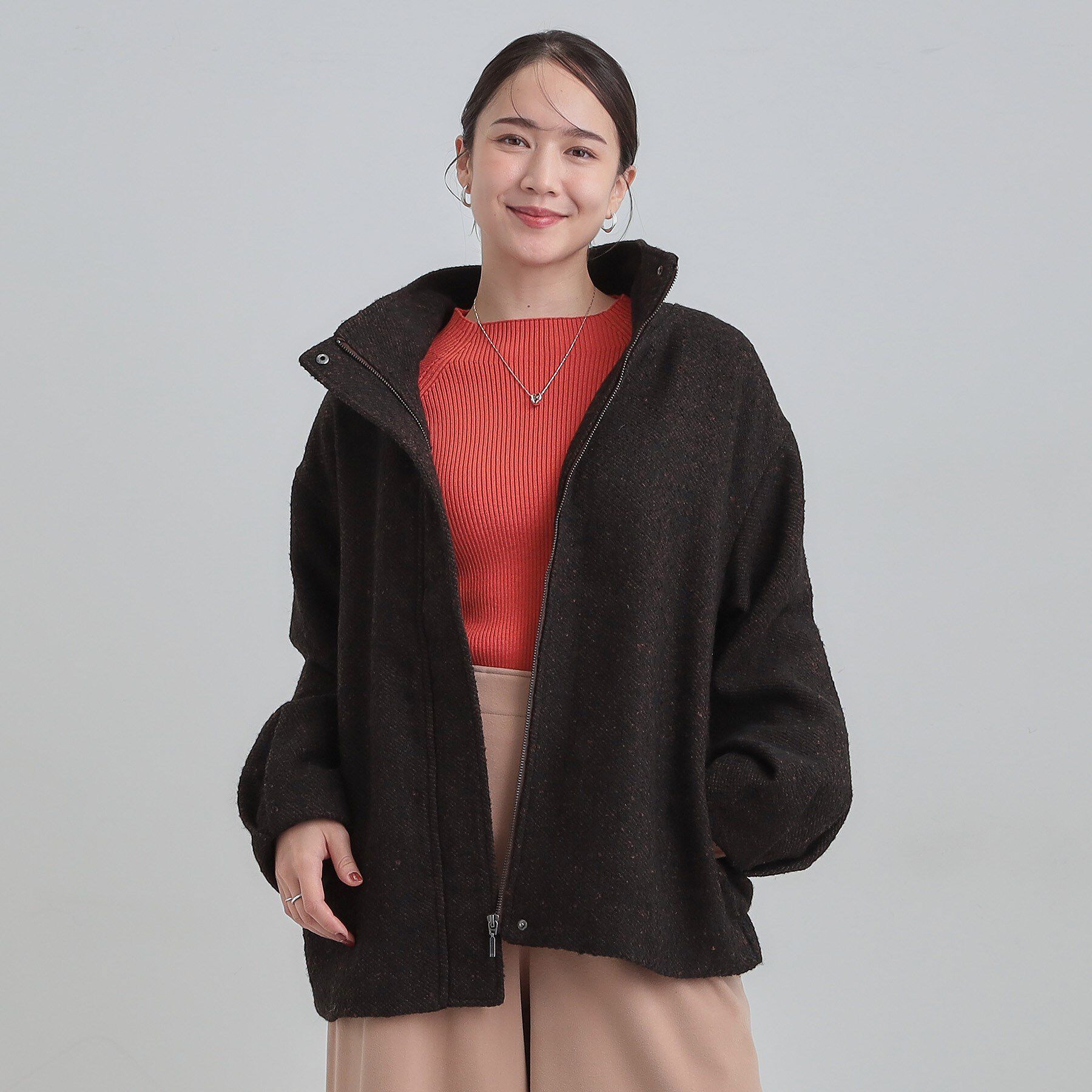 SHOO･LA･RUE「スタンドツイードブルゾン」|ブルゾン・スタジャン|