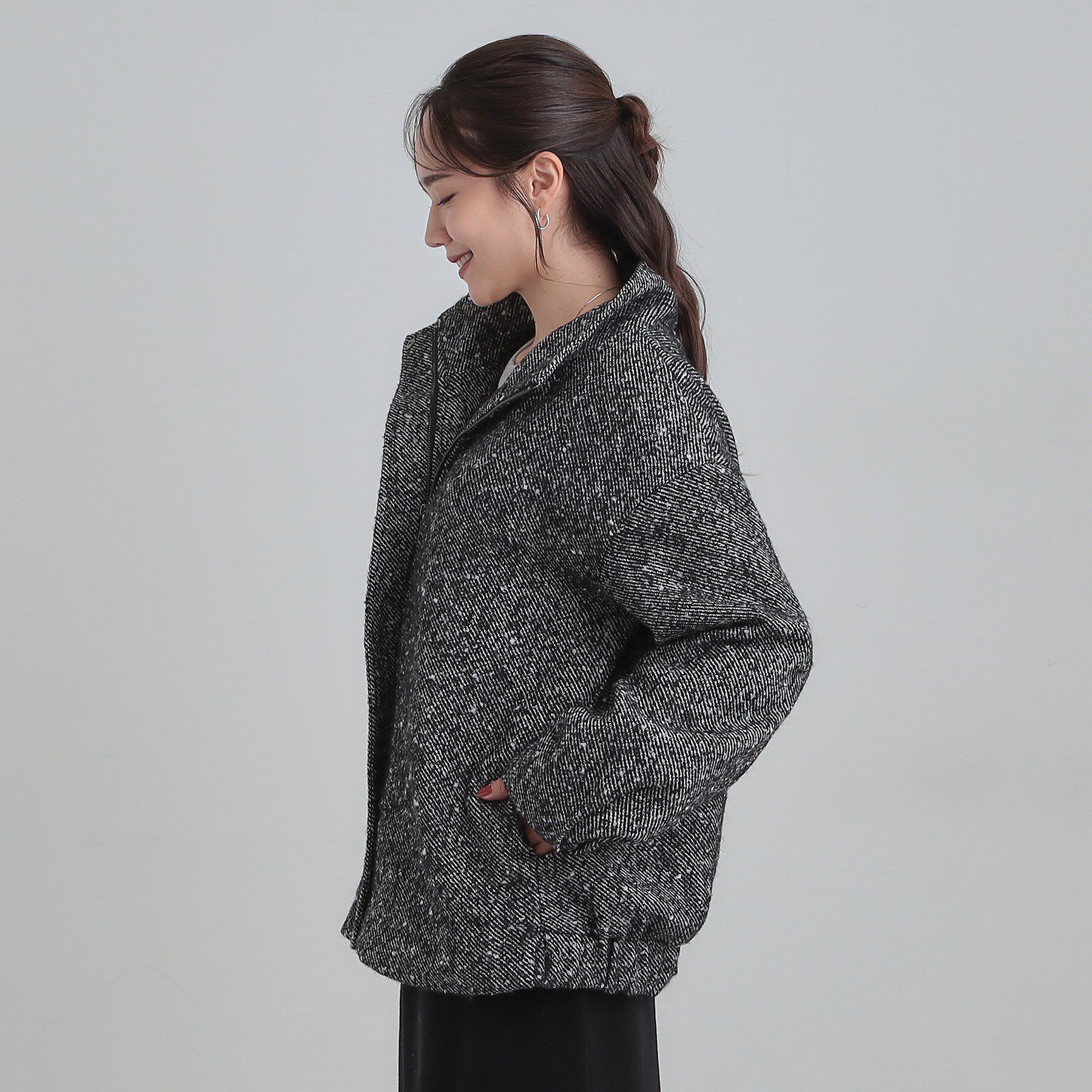 SHOO･LA･RUE「スタンドツイードブルゾン」|ブルゾン・スタジャン|