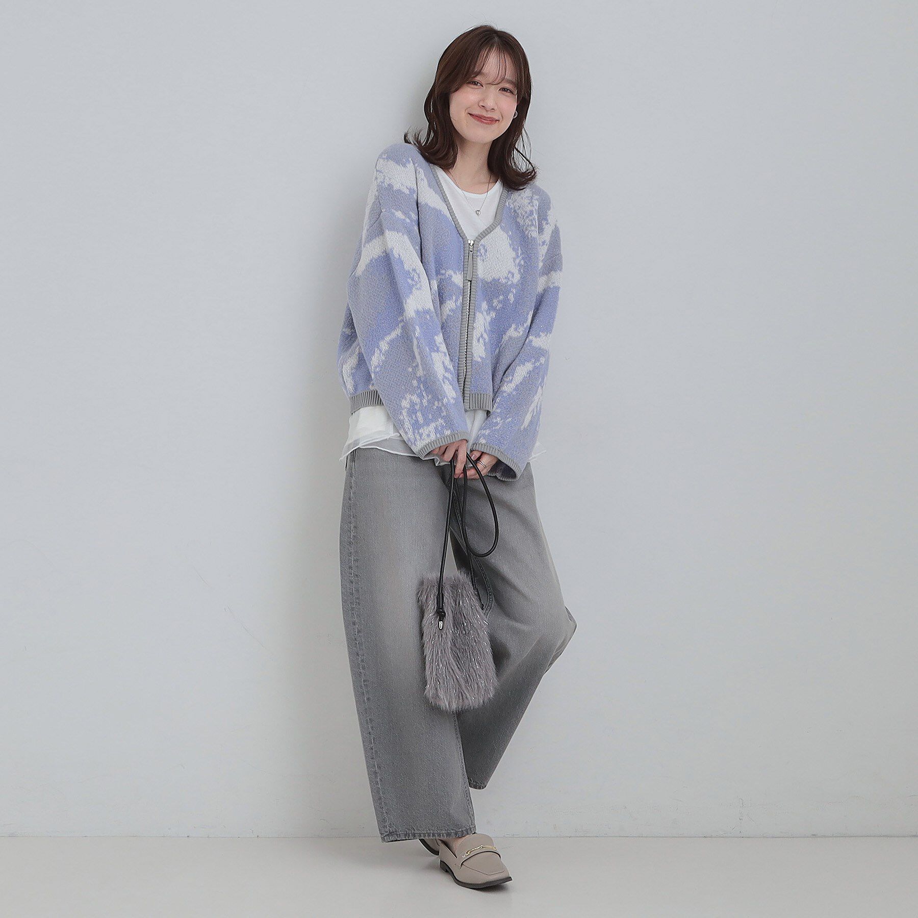 SHOO･LA･RUE「【洗濯機可】選べる3柄 VネックZIPカーディガン」|カーディガン|