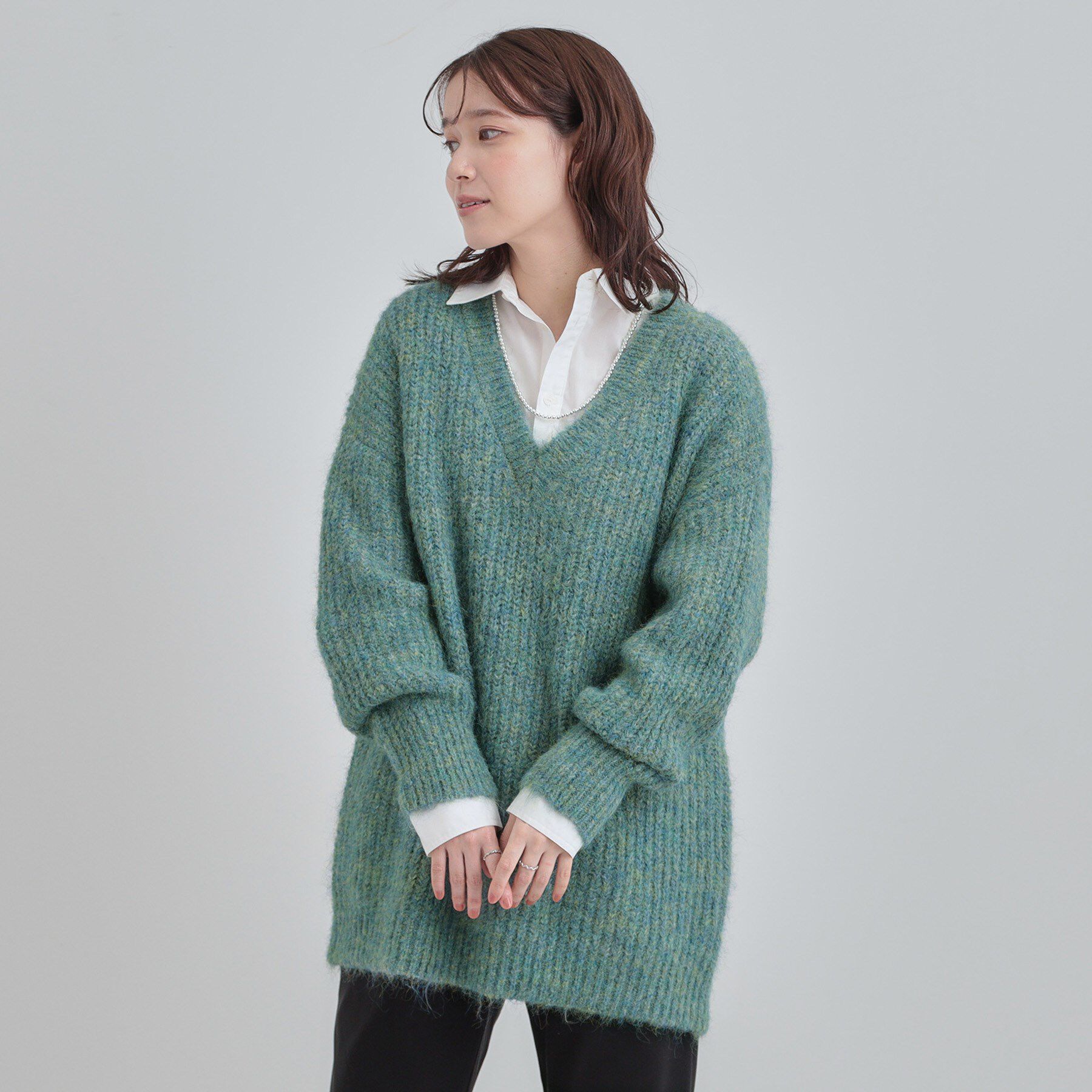 SHOO･LA･RUE「ふわふわタッチ Vネックニットチュニック」|チュニック|