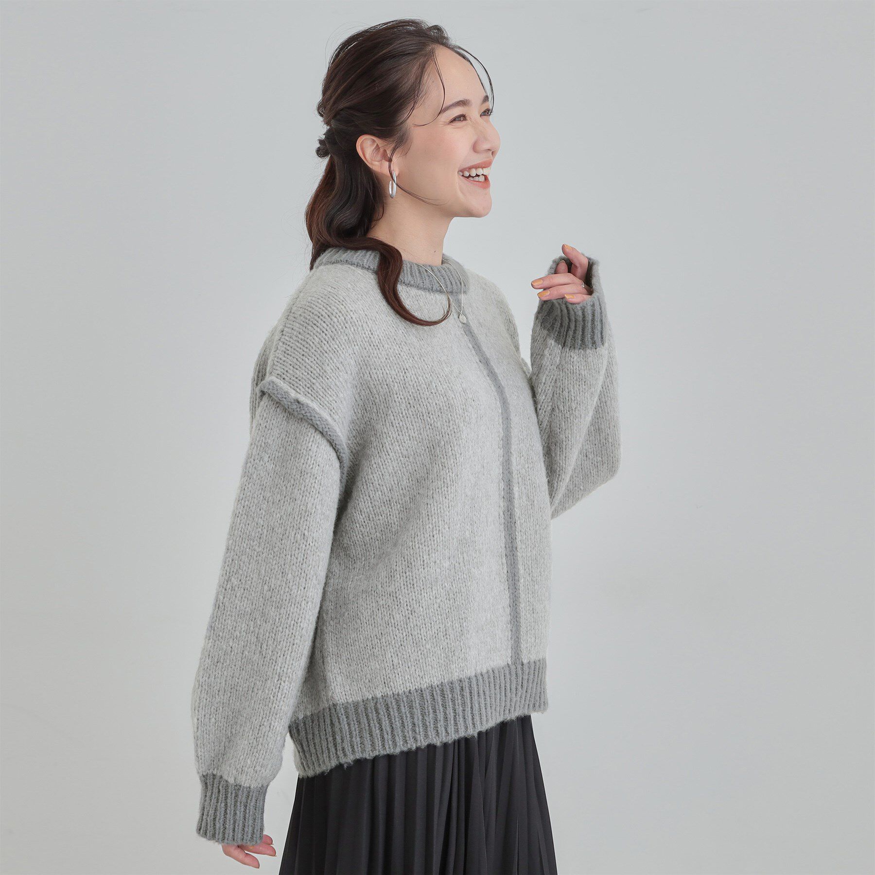 SHOO･LA･RUE「【S-LL】配色デザインがポイント ざっくり編みゆるニット」|ニット・セーター|