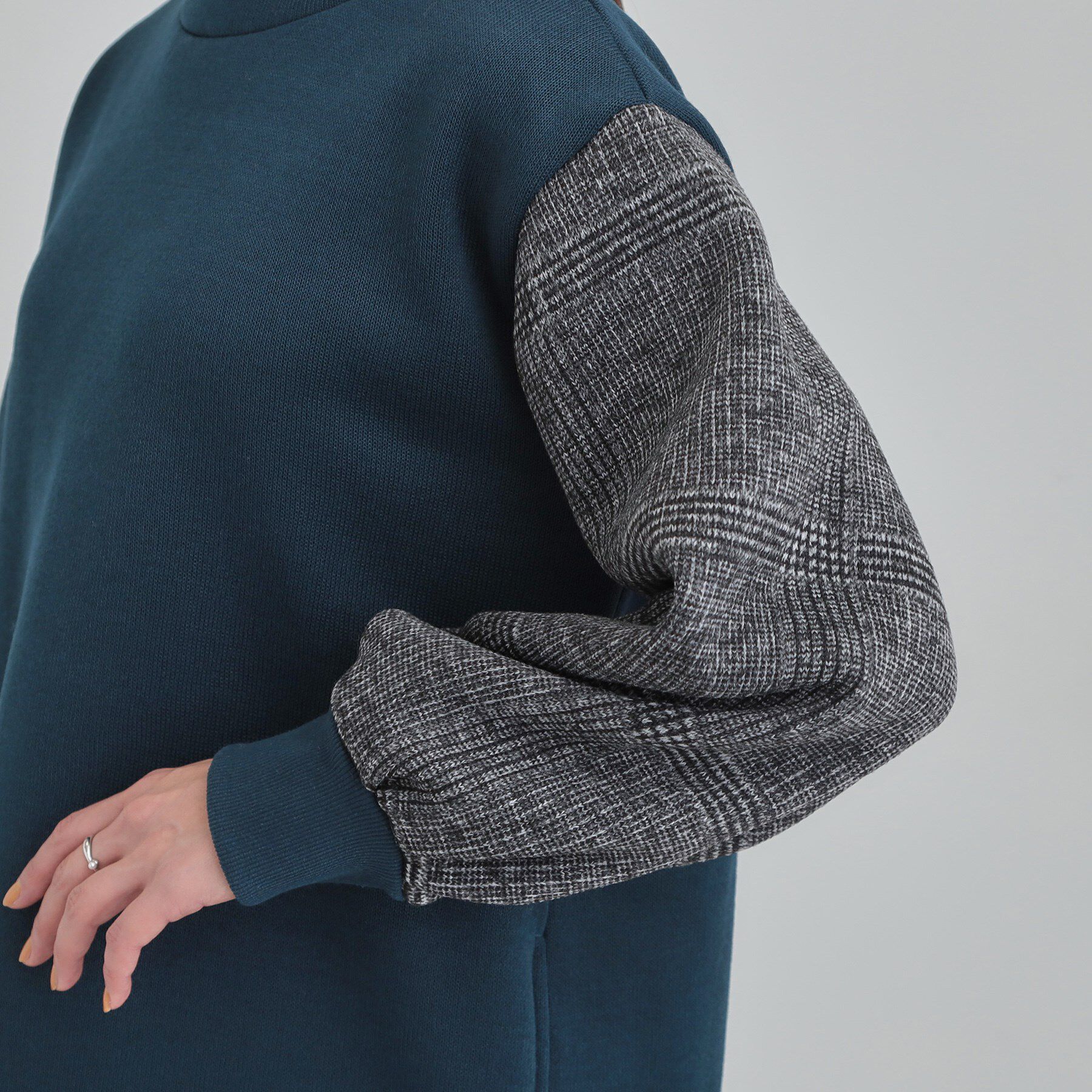 SHOO･LA･RUE「【S-LL/あったか】お袖チェック裏起毛チュニック」|チュニック|