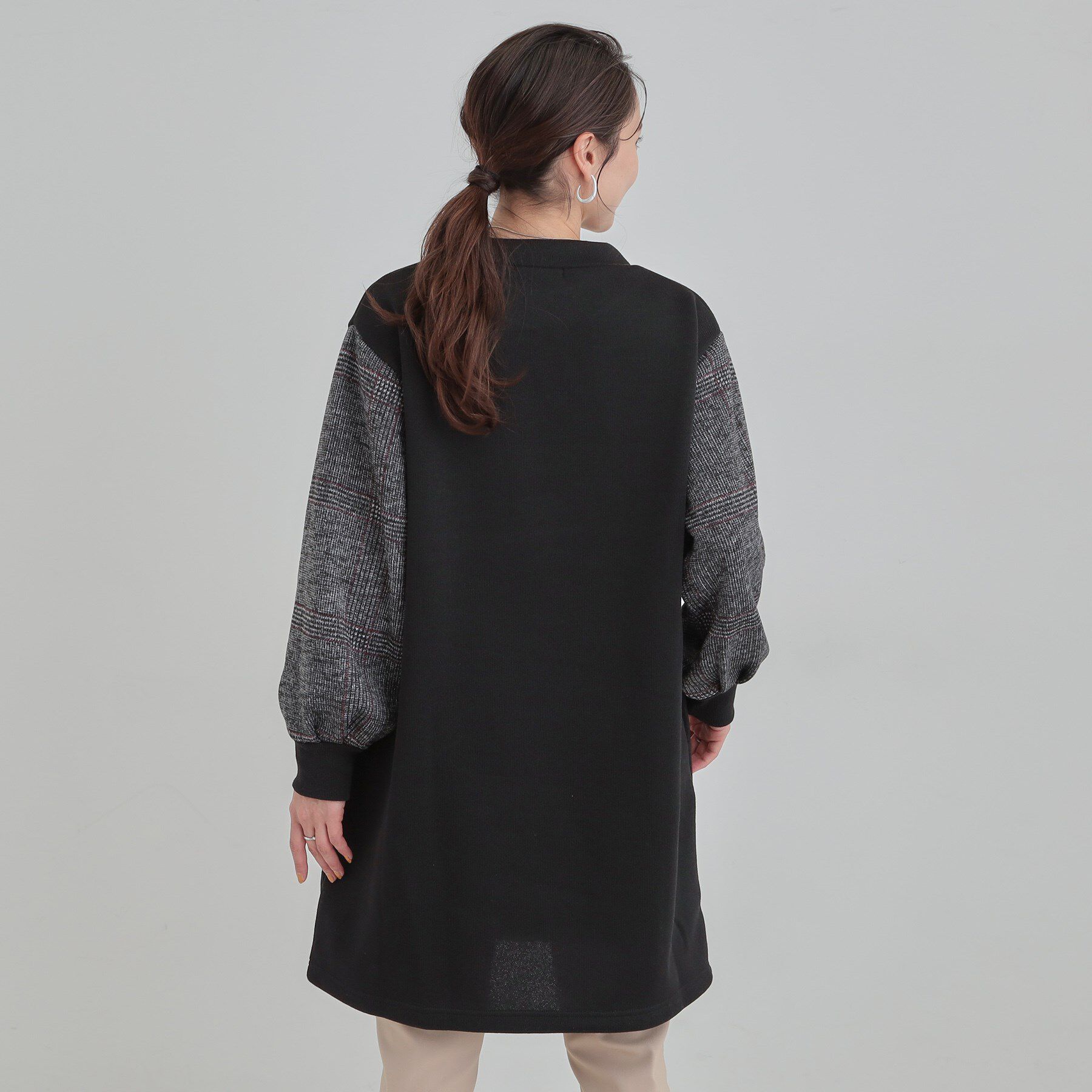 SHOO･LA･RUE「【S-LL/あったか】お袖チェック裏起毛チュニック」|チュニック|