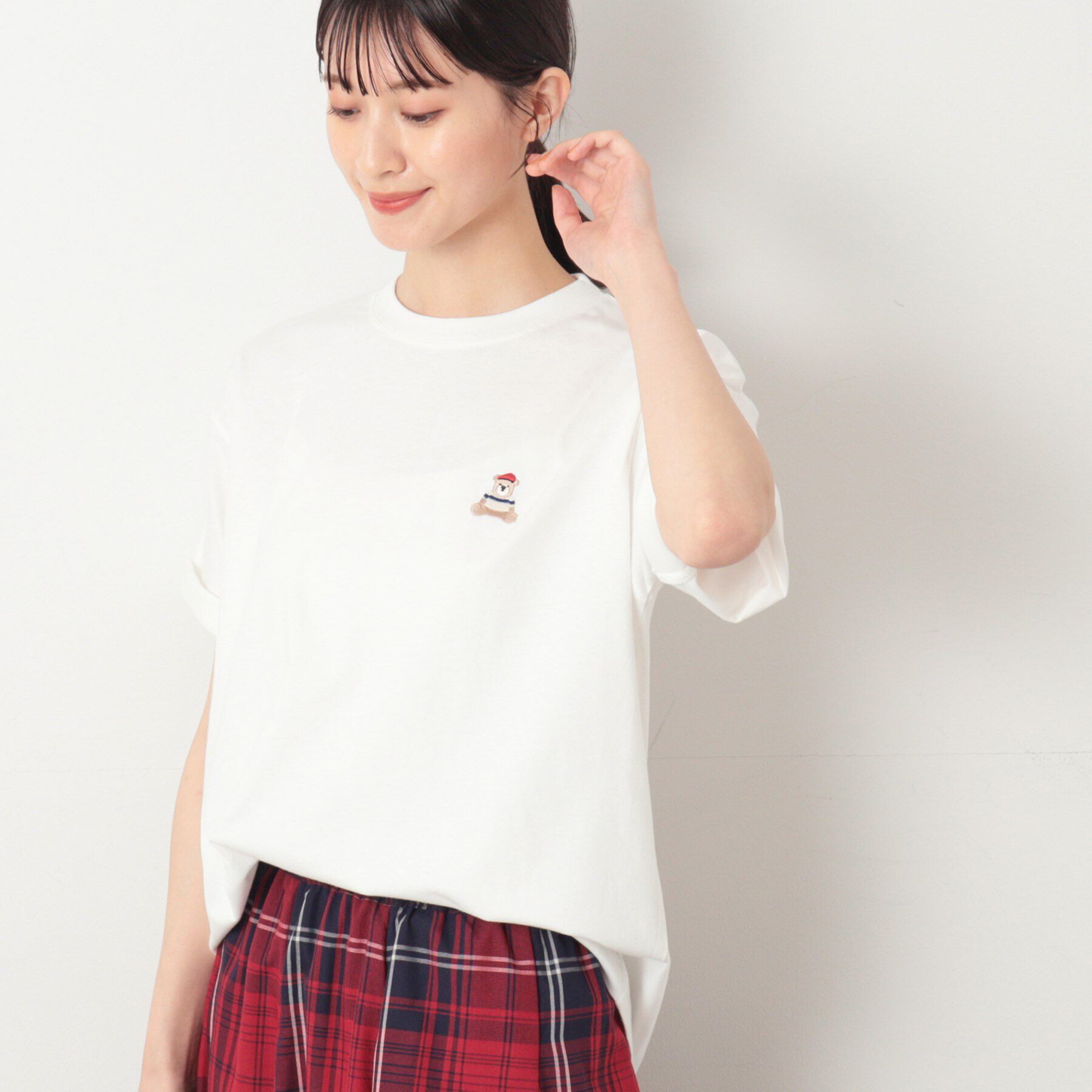 Dessin「【ユニセックス・洗える】ベアワンポイントTシャツ」|Tシャツ・カットソー|