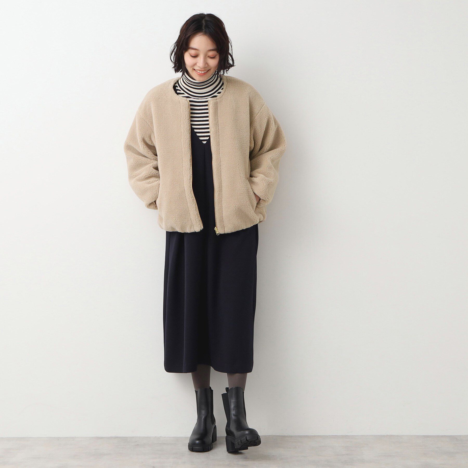 Dessin「【リバーシブル】ボア&times;キルトブルゾン」|テーラードジャケット|